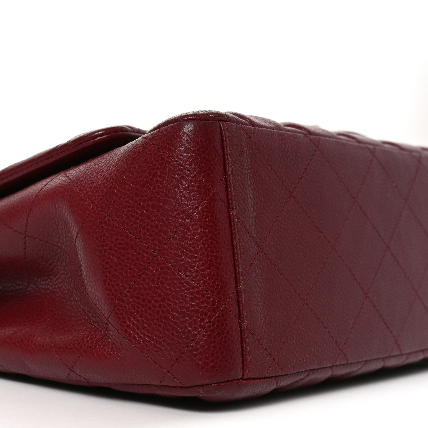 Caviar Quilted Maxi Single Flap Dark Red