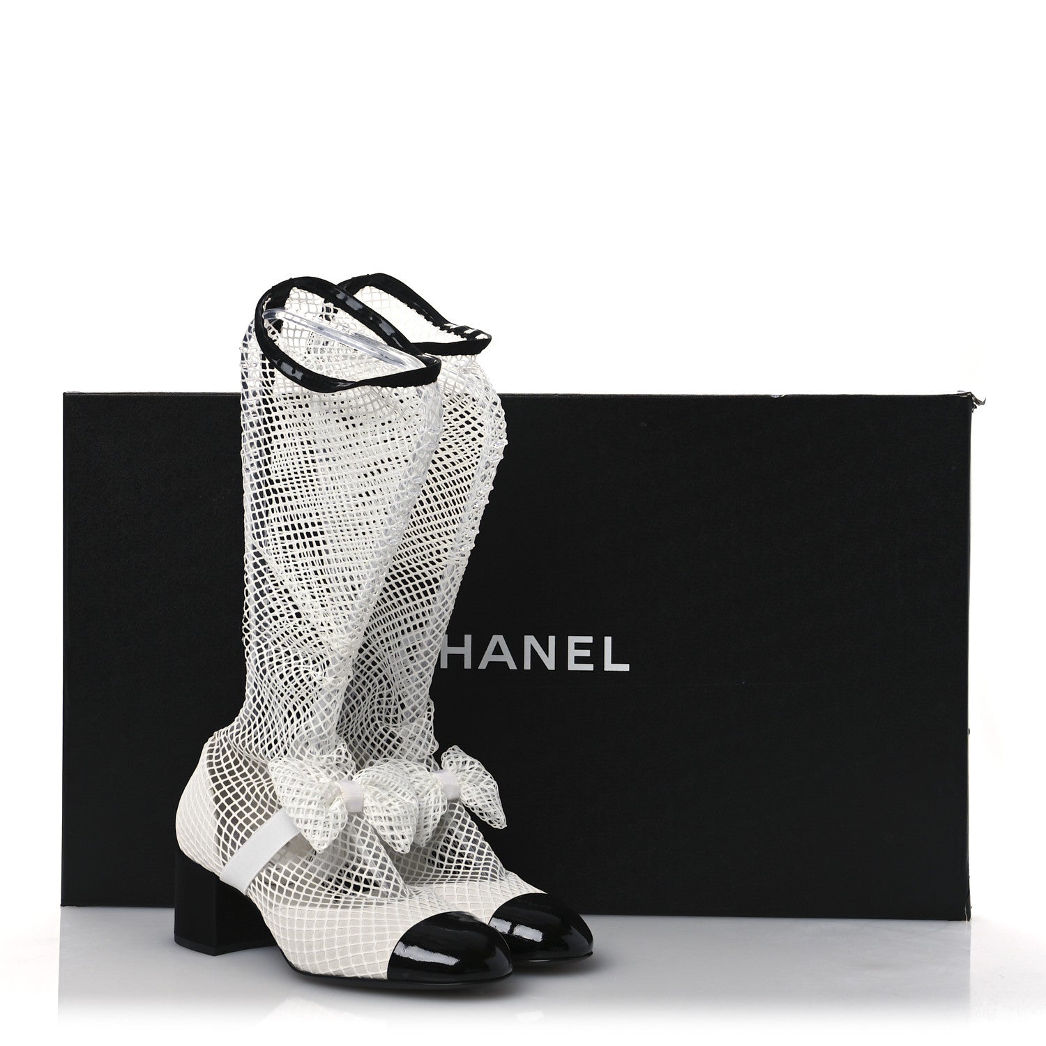 Mesh Kid Suede Patent Mary Jane Short Boots 39 White Black