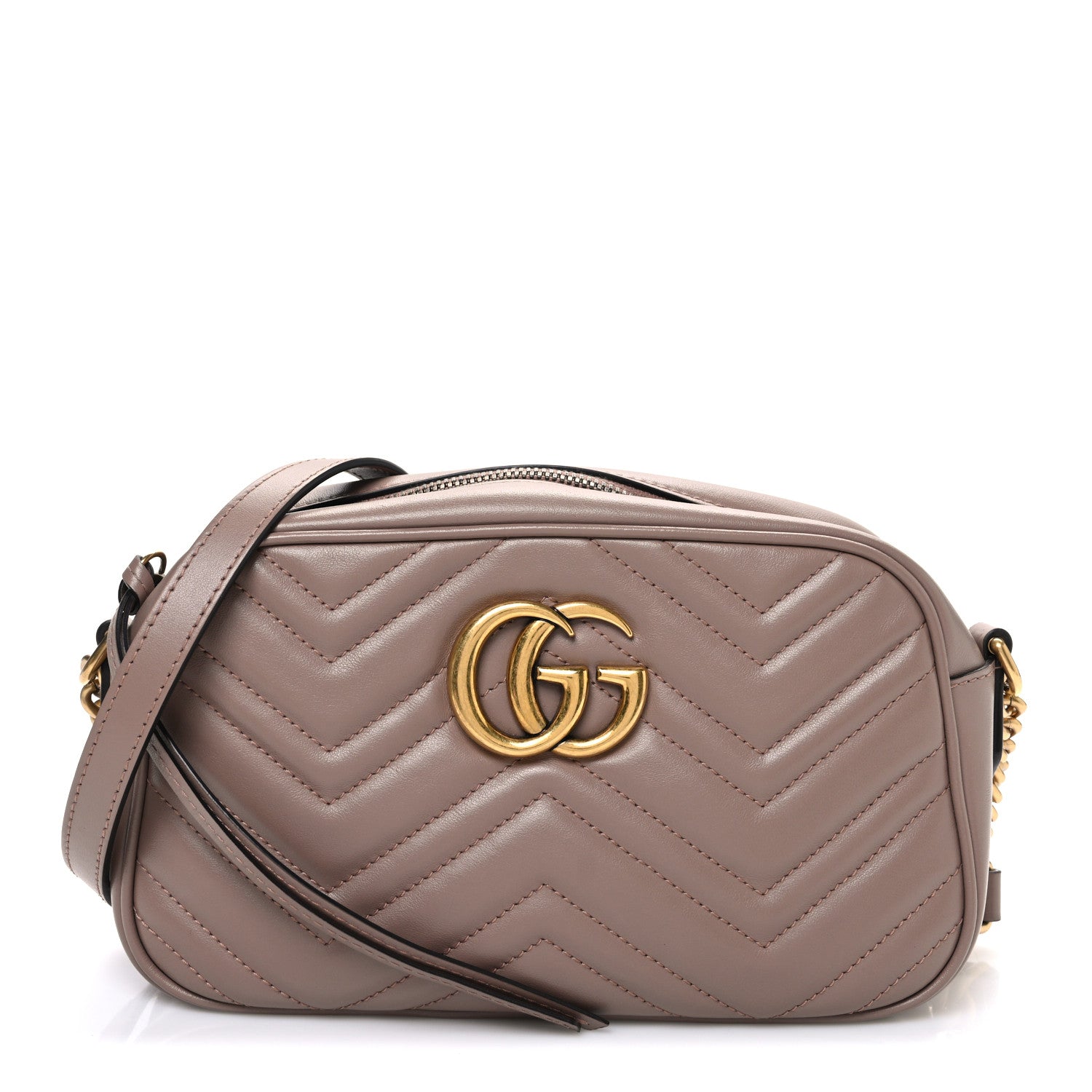 Calfskin Matelasse Small GG Marmont Chain Shoulder Bag Porcelain Rose