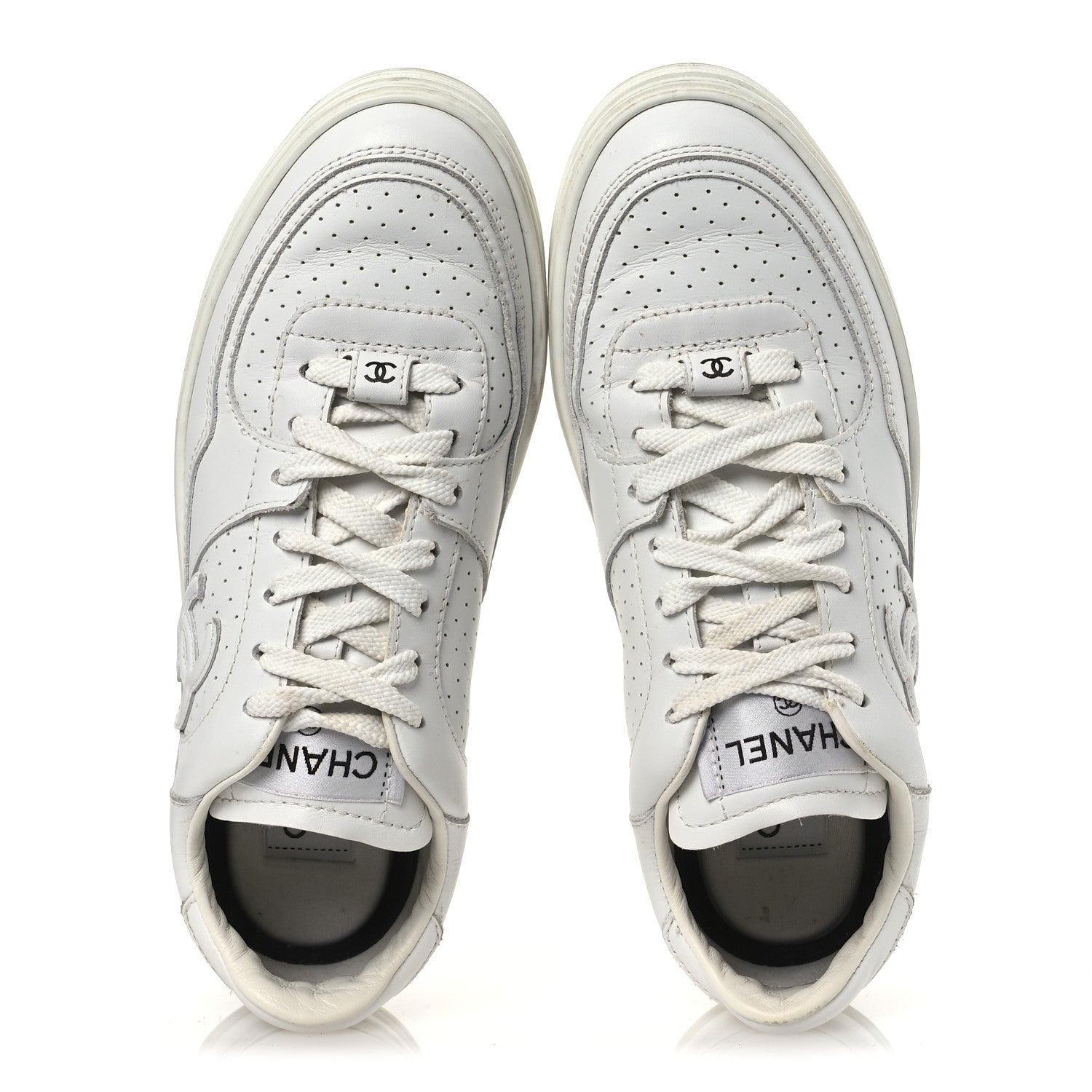 Calfskin Womens CC Sneakers 36.5 White