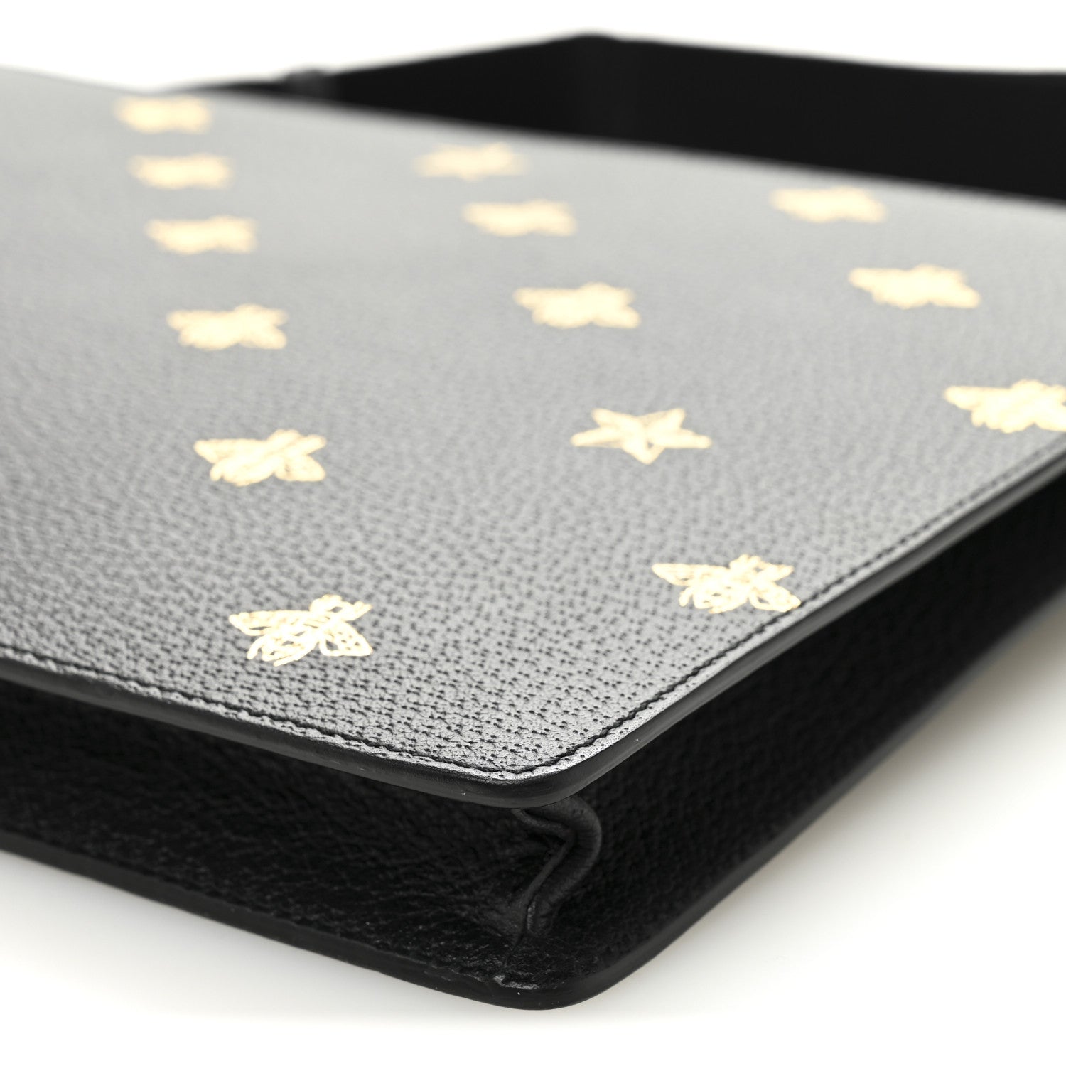 Grained Calfskin Bee Star Messenger Black
