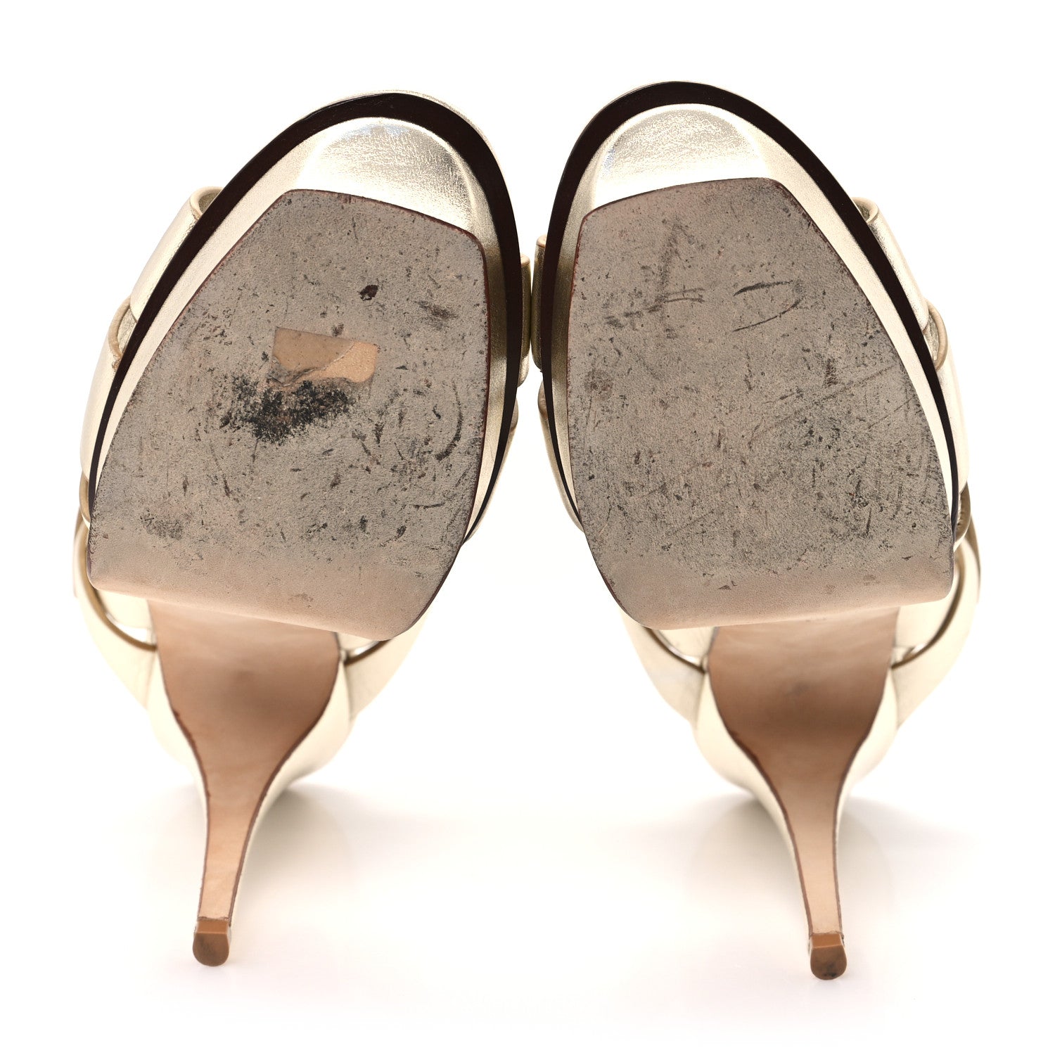 Metallic Calfskin Tribute 105 Platform Sandals 40 Gold