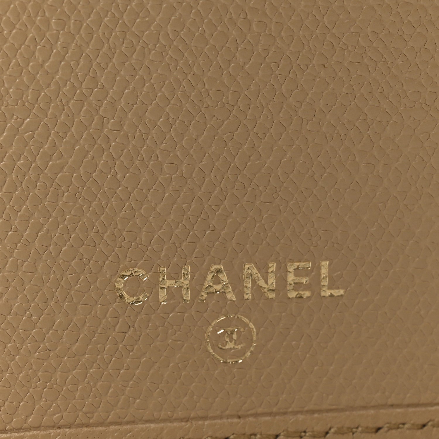 Grained Calfskin CC Button Yen Wallet Beige