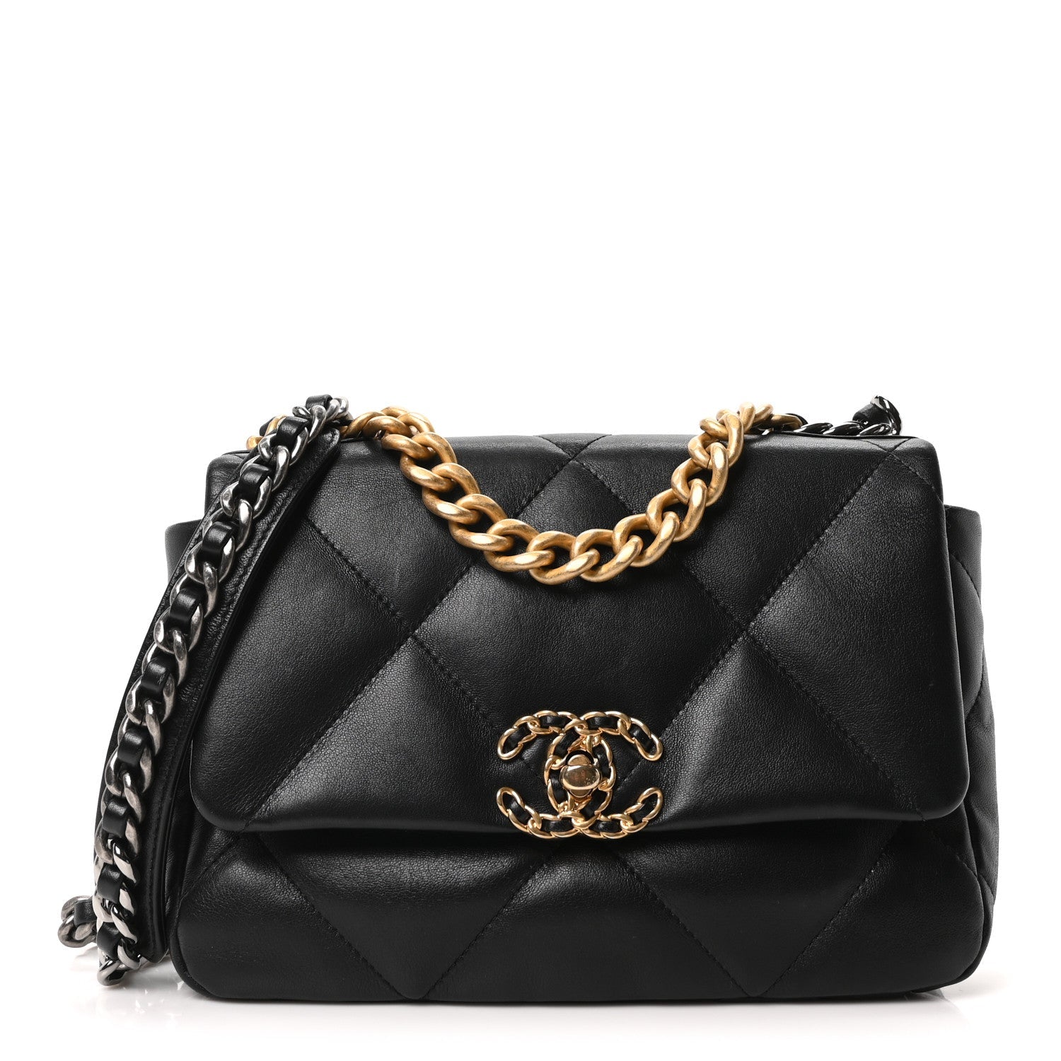 Lambskin Quilted Medium Chanel 19 Flap Black