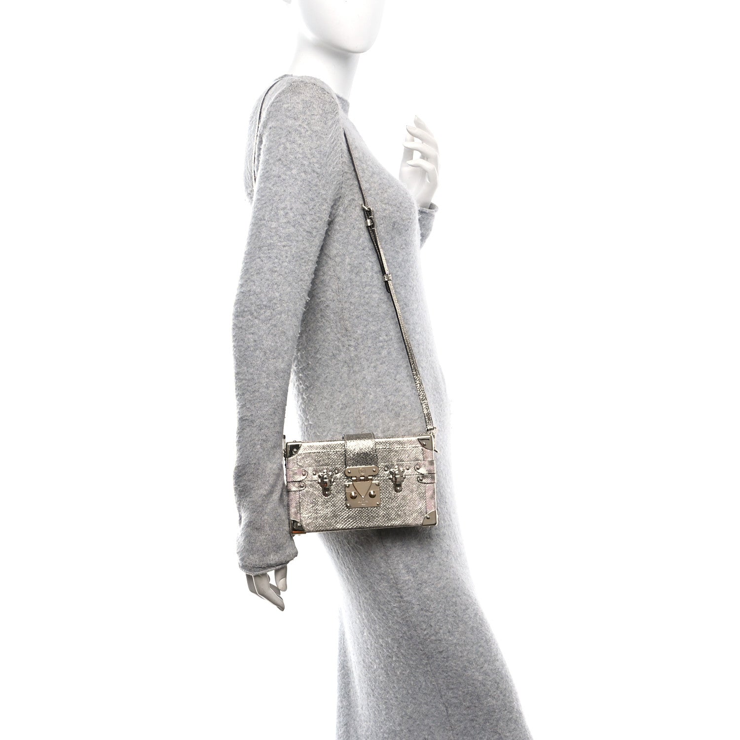 Lizard Petite Malle Silver