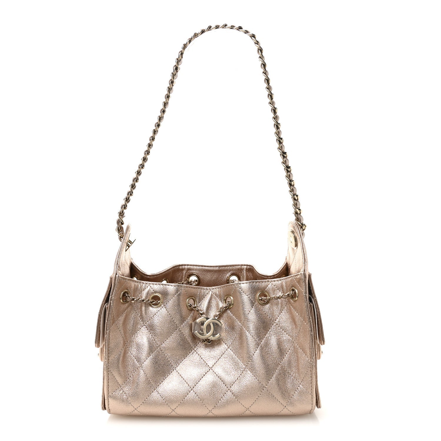 Metallic Caviar Quilted Mini Chanel 25 Handbag Copper