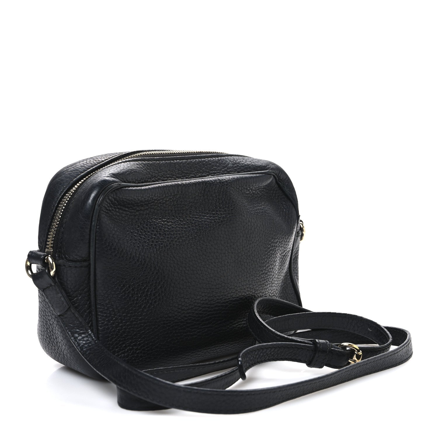 Pebbled Calfskin Small Soho Disco Bag Black