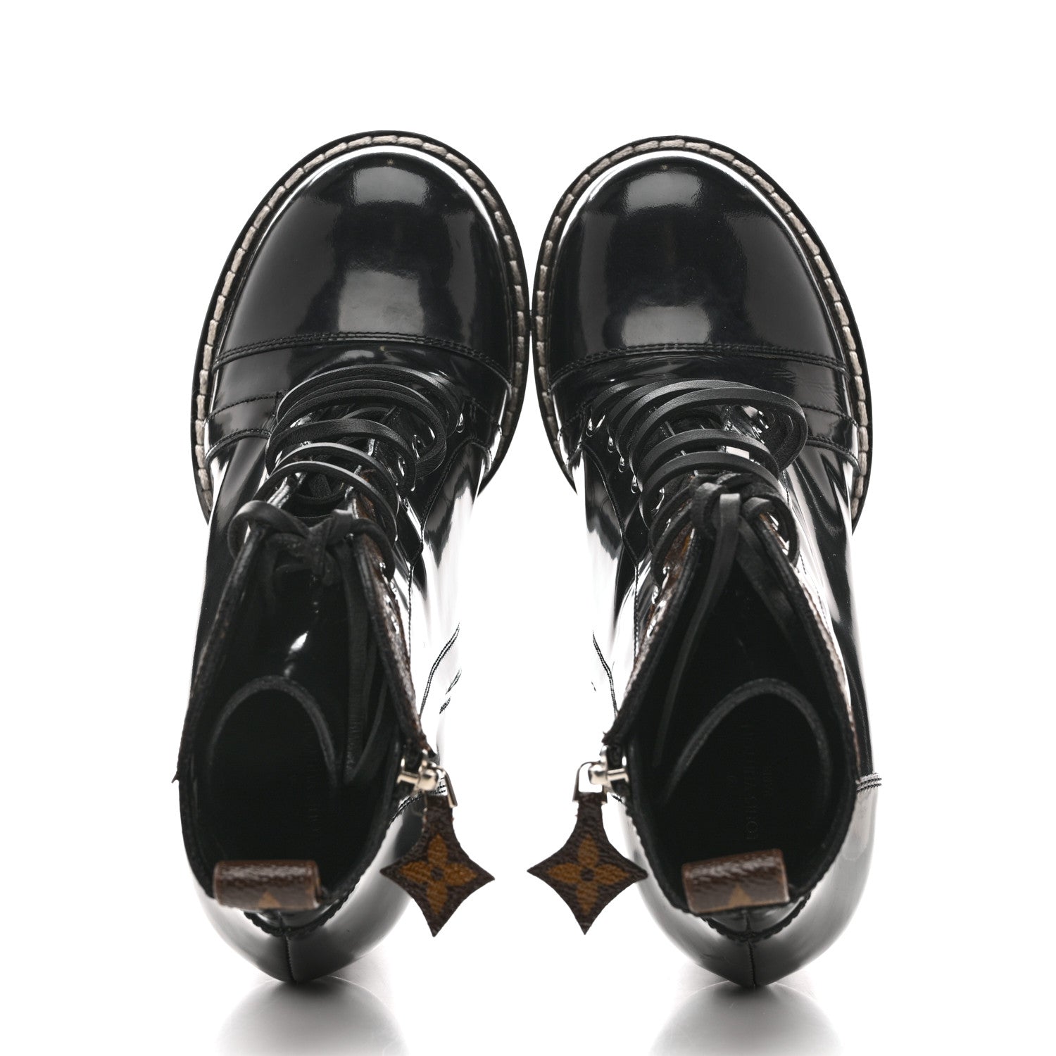 Glazed Calfskin Monogram Star Trail Ankle Boots 39 Black