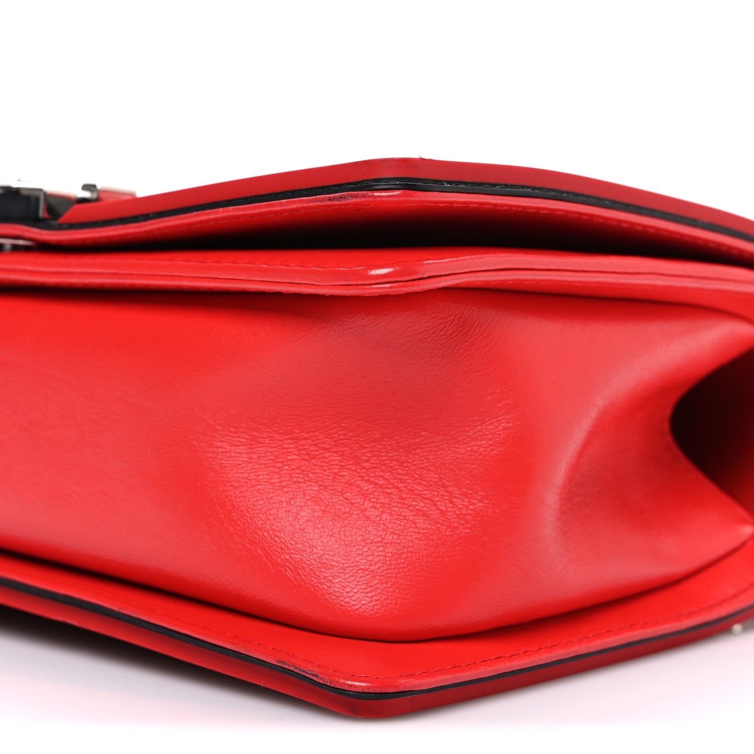 Lambskin Rubber Quilted Medium Two Tone Boy Flap Red Black