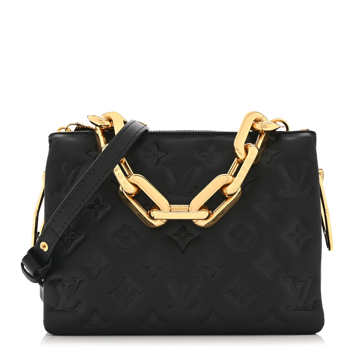 Lambskin Embossed Monogram Coussin BB Black