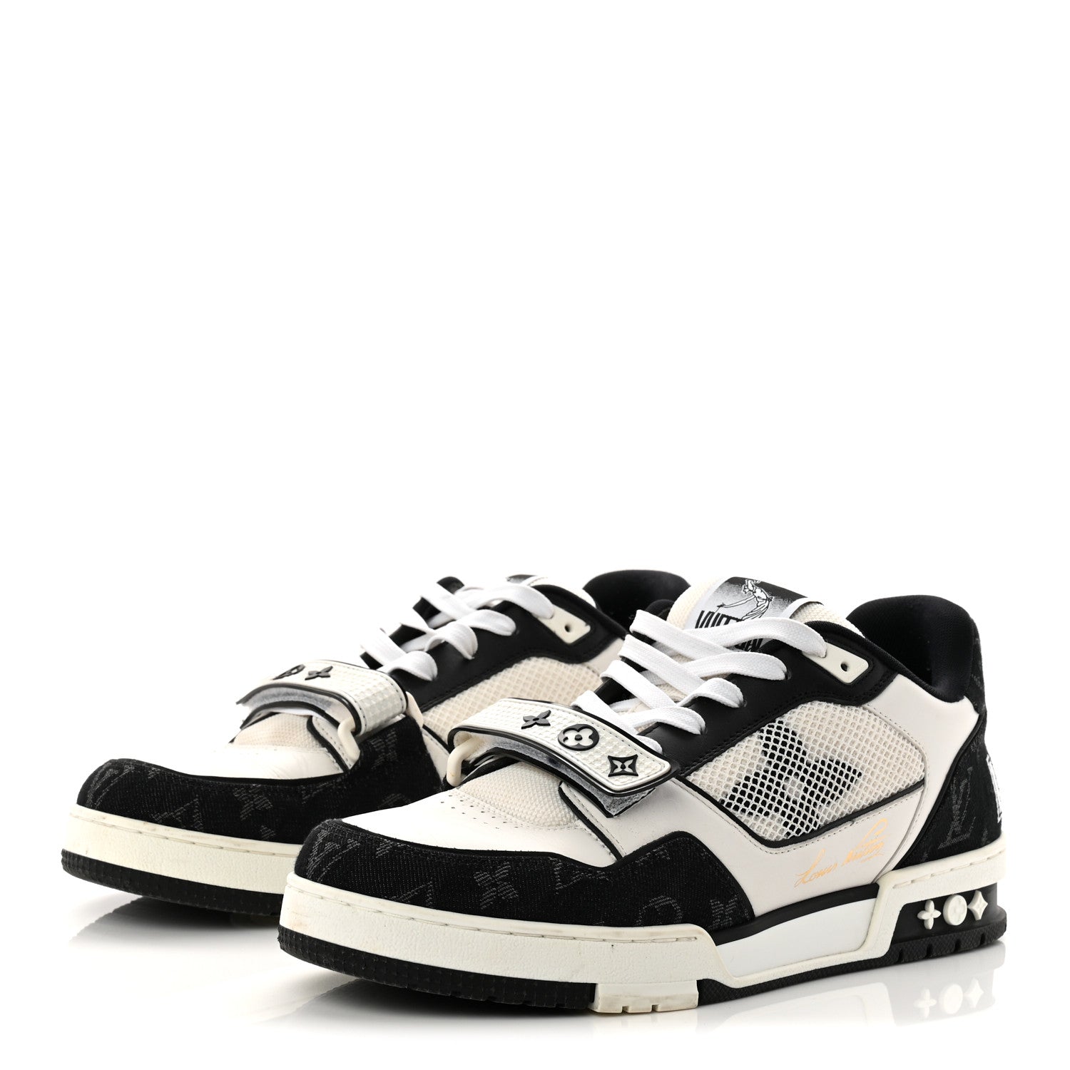 Denim Mens LV Calfskin Mesh Skate Sneaker 8 Black