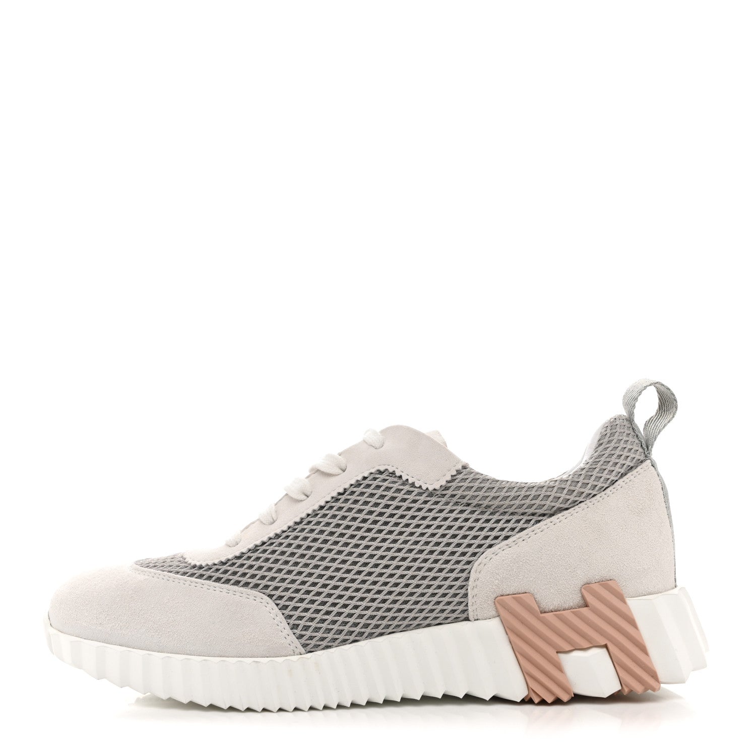 Air Mesh Suede Goatskin Bouncing Sneakers 38.5 Gris Lulea White