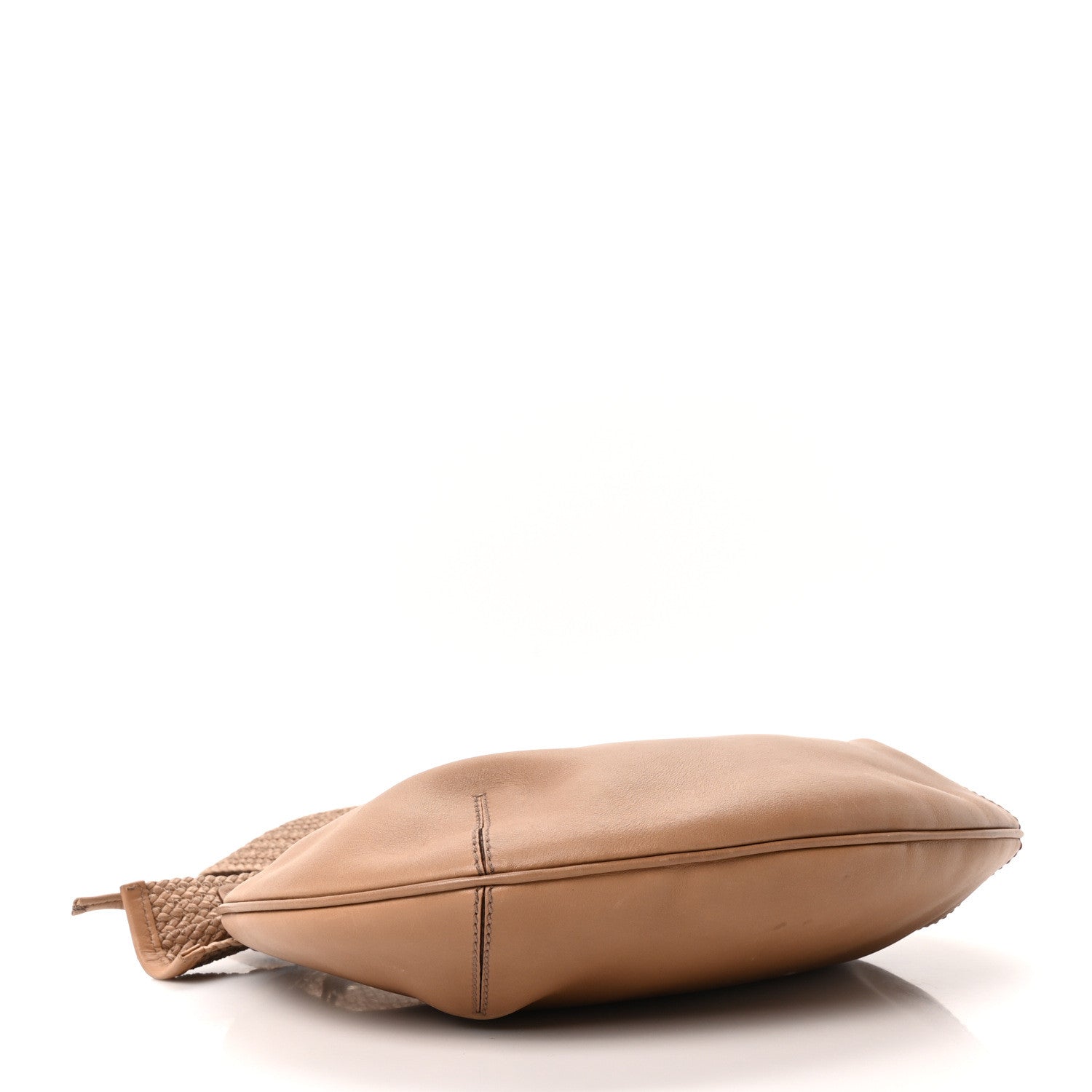 Calfskin Raffia Shoulder Bag Beige