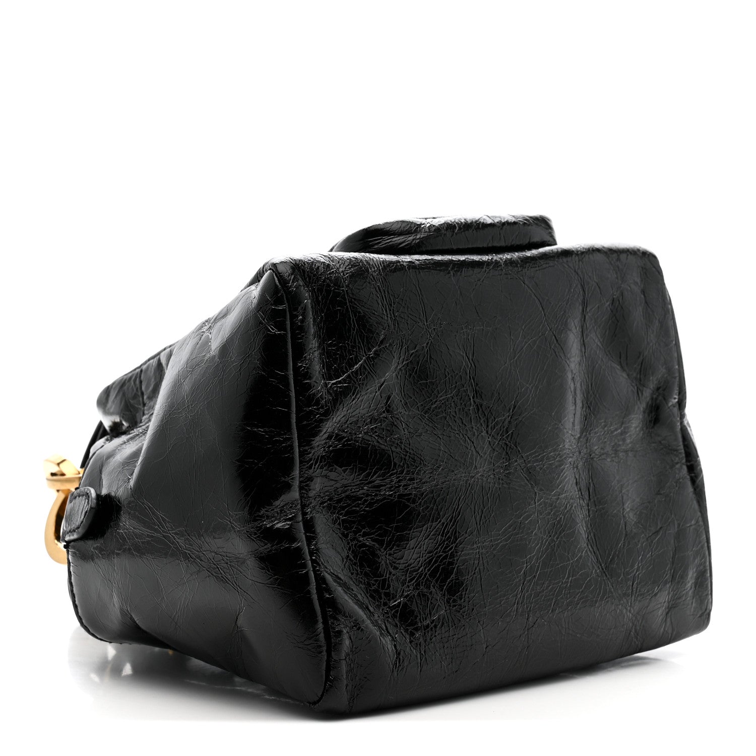 Glossy Calfskin Mini Dangle Shoulder Bag Black