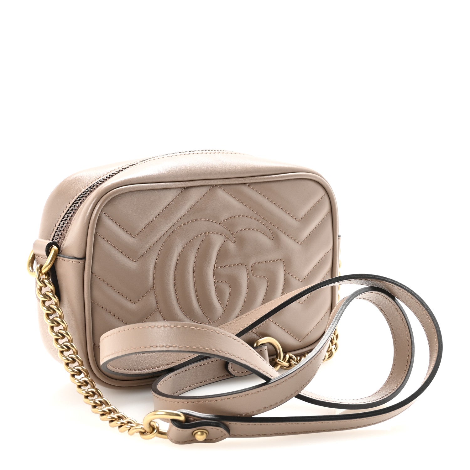 Calfskin Matelasse Mini GG Marmont Chain Shoulder Bag Porcelain Rose
