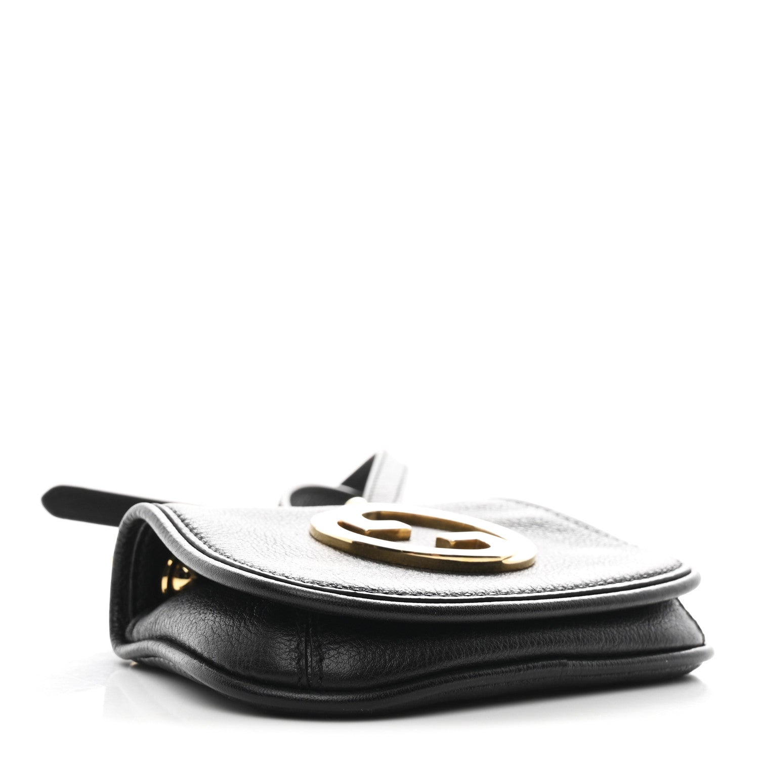 Roxy Calfskin Mini Blondie Card Case Wallet with Strap Shoulder Black