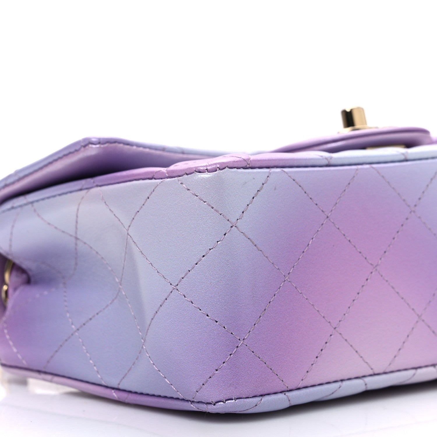 Calfskin Quilted Cloudy Tie Dye Mini Rectangular Flap Purple Blue Pink