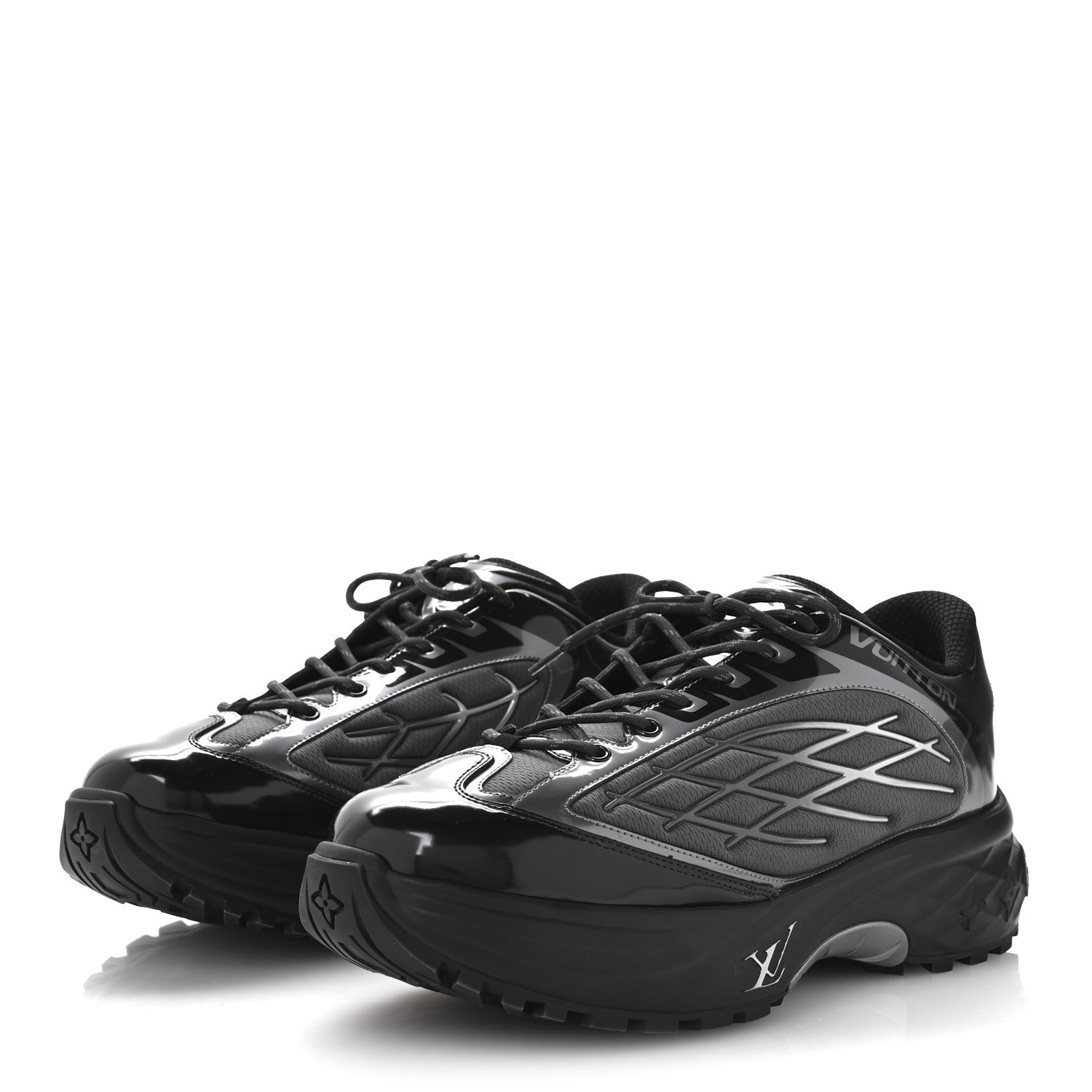 Monogram Discovery Lace Up Sneakers 9.5 Black Silver