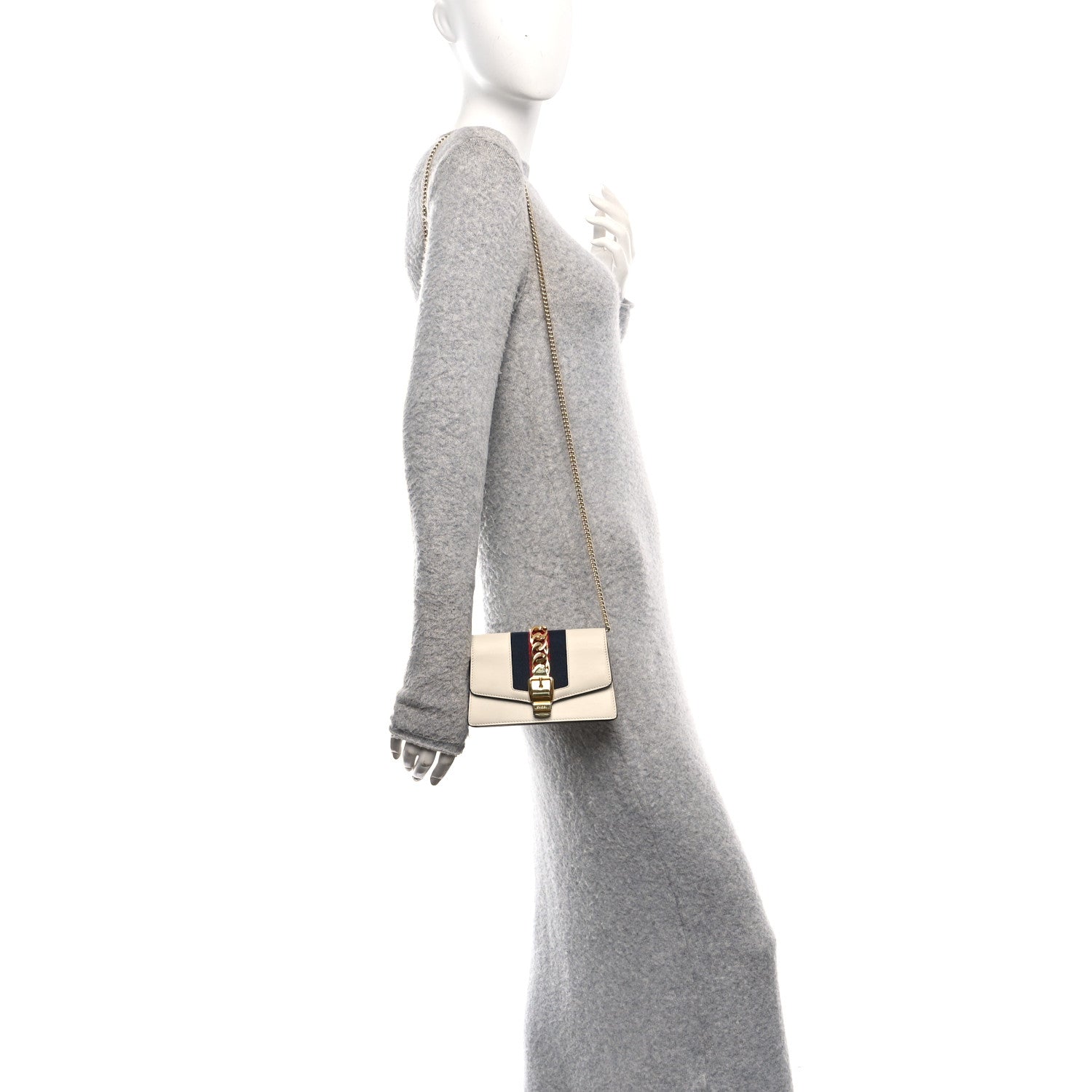 Calfskin Super Mini Sylvie Chain Shoulder Bag White