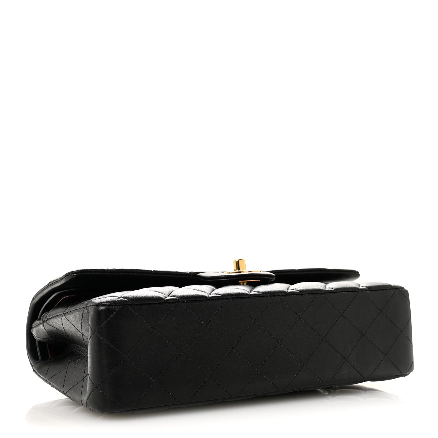 Lambskin Quilted Medium Double Flap Black