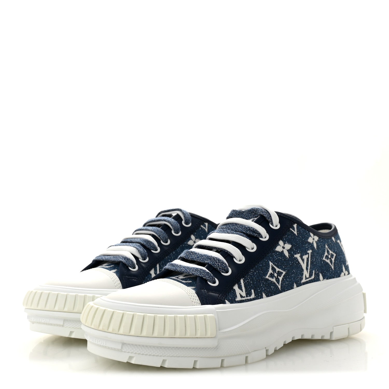 Denim Monogram Squad Sneakers 38.5 Marine