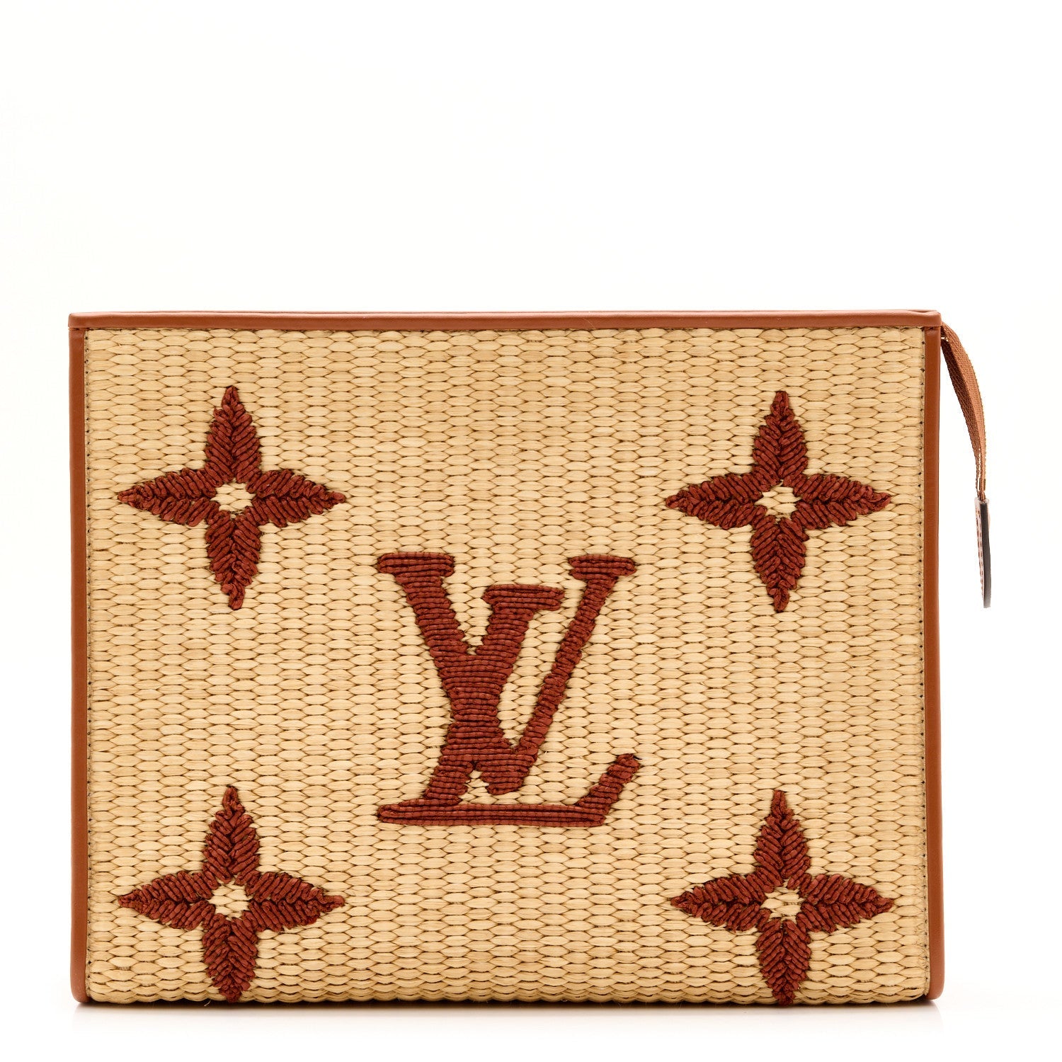 Raffia Monogram Giant Toiletry Pouch 26 Tan