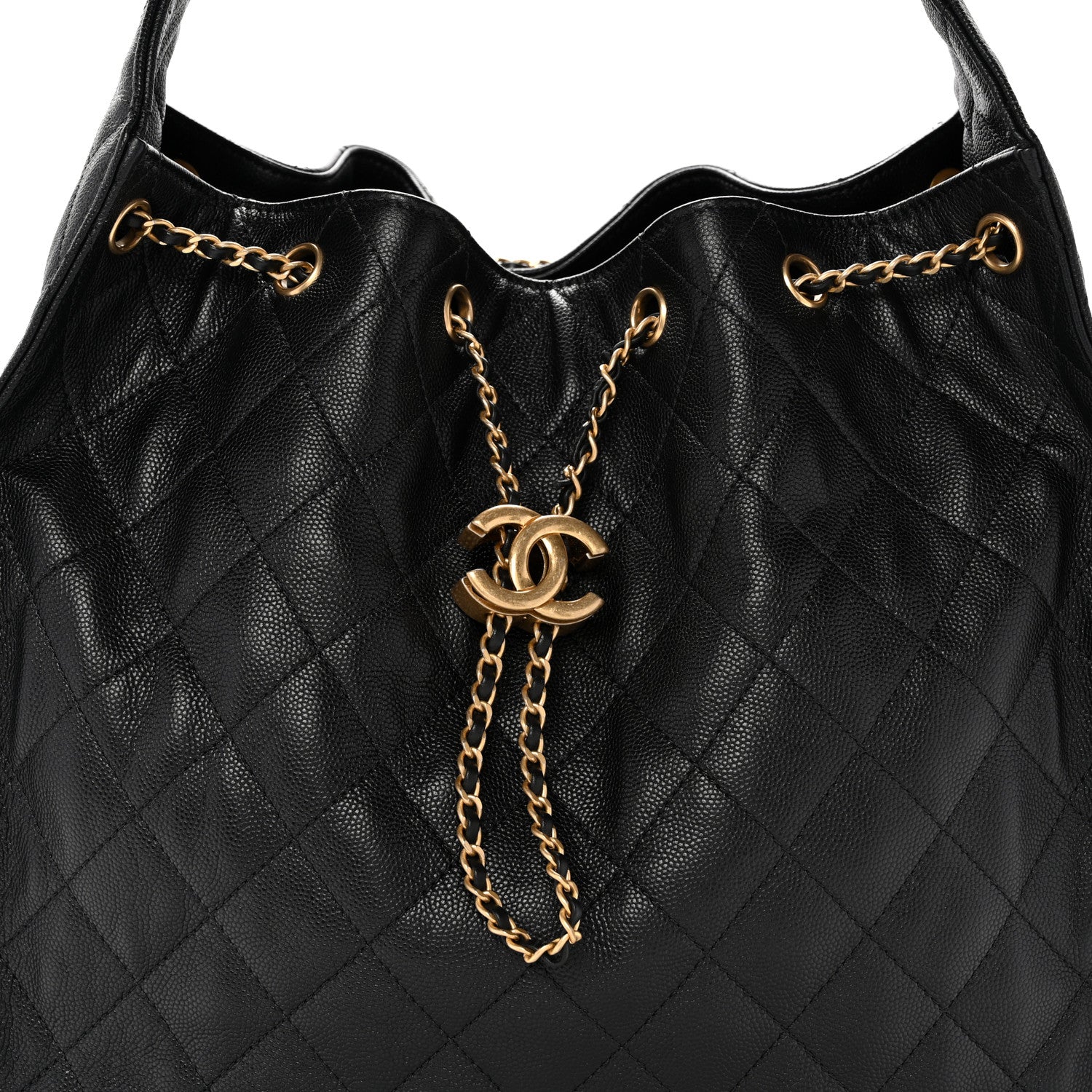 Caviar Quilted Medium Chanel 25 Handbag Black