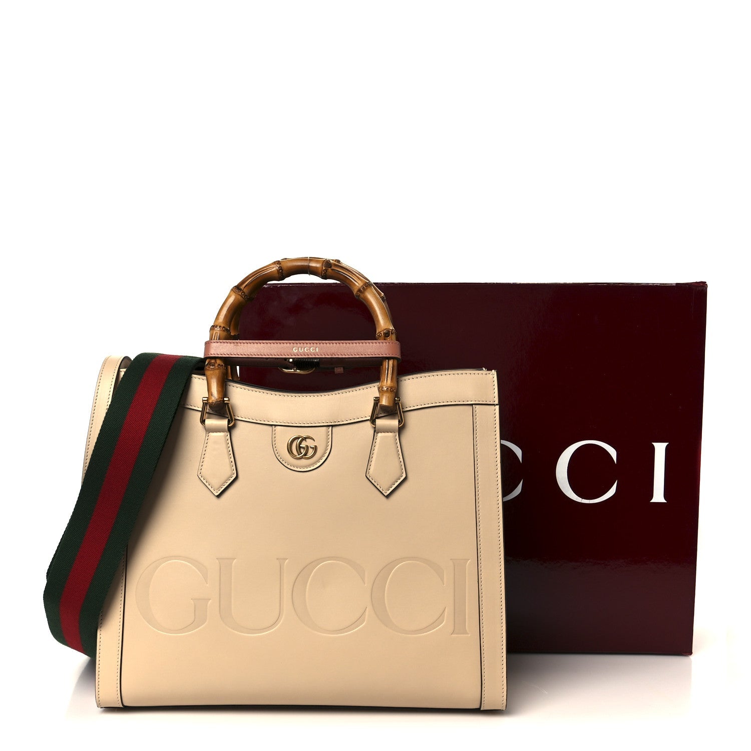Charisma Calfskin Gucci Embossed Web Medium Diana Tote Bag Souffle Rose Phard
