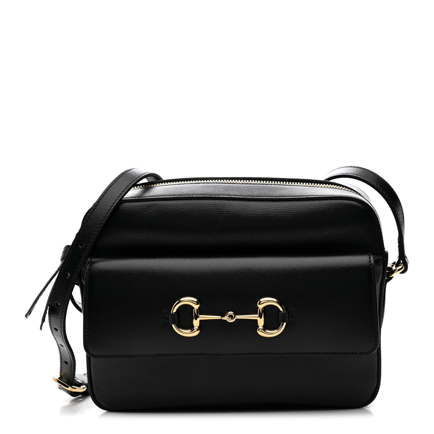 Textured Calfskin Small Horsebit 1955 Shoulder Bag Black
