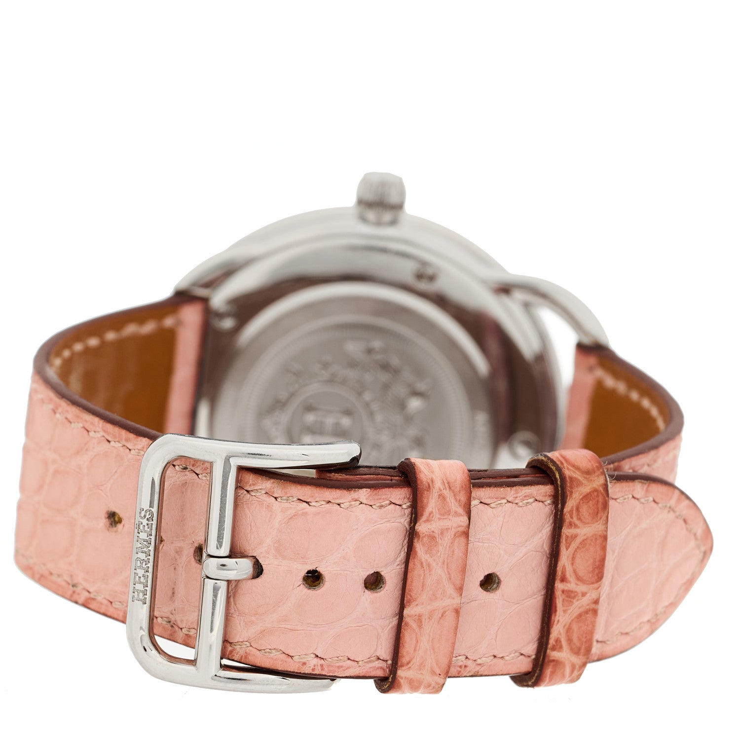 Stainless Steel Alligator Diamond Bezel Pink Mother of Pearl 38mm Arceau Quartz Watch