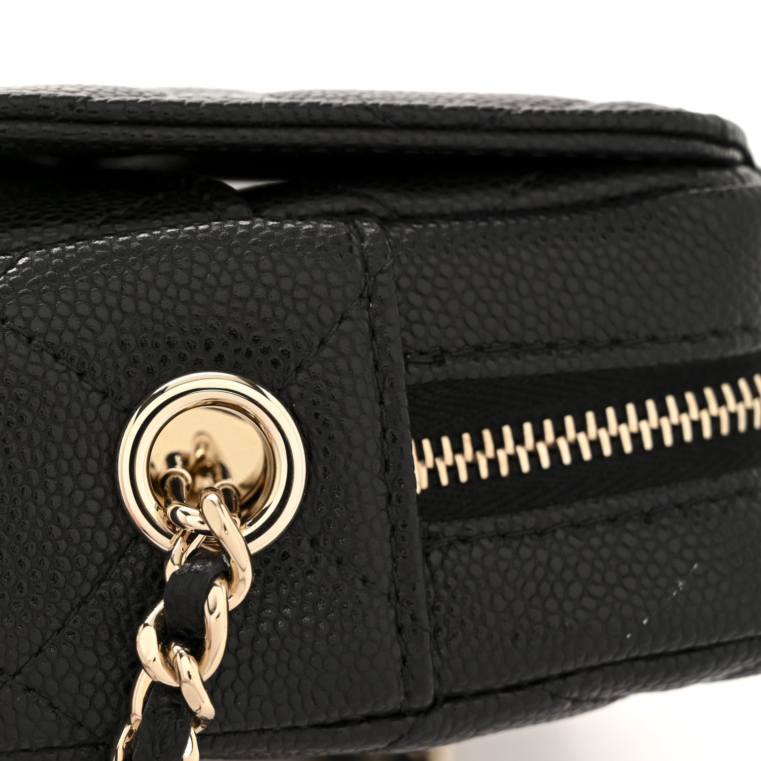 Caviar Quilted Vertical Flap With Chain Black