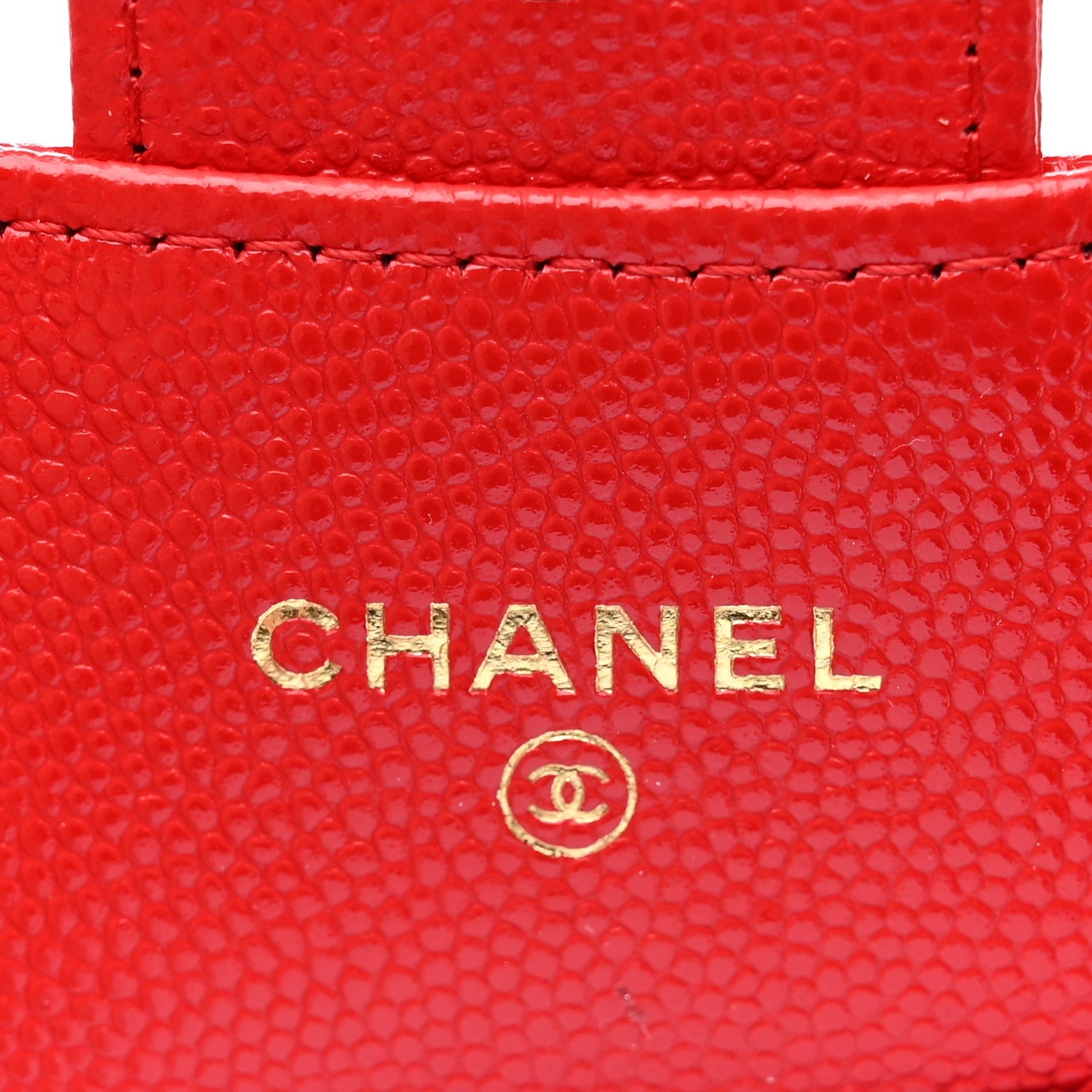 Caviar Quilted Flap Card Holder Wallet Red