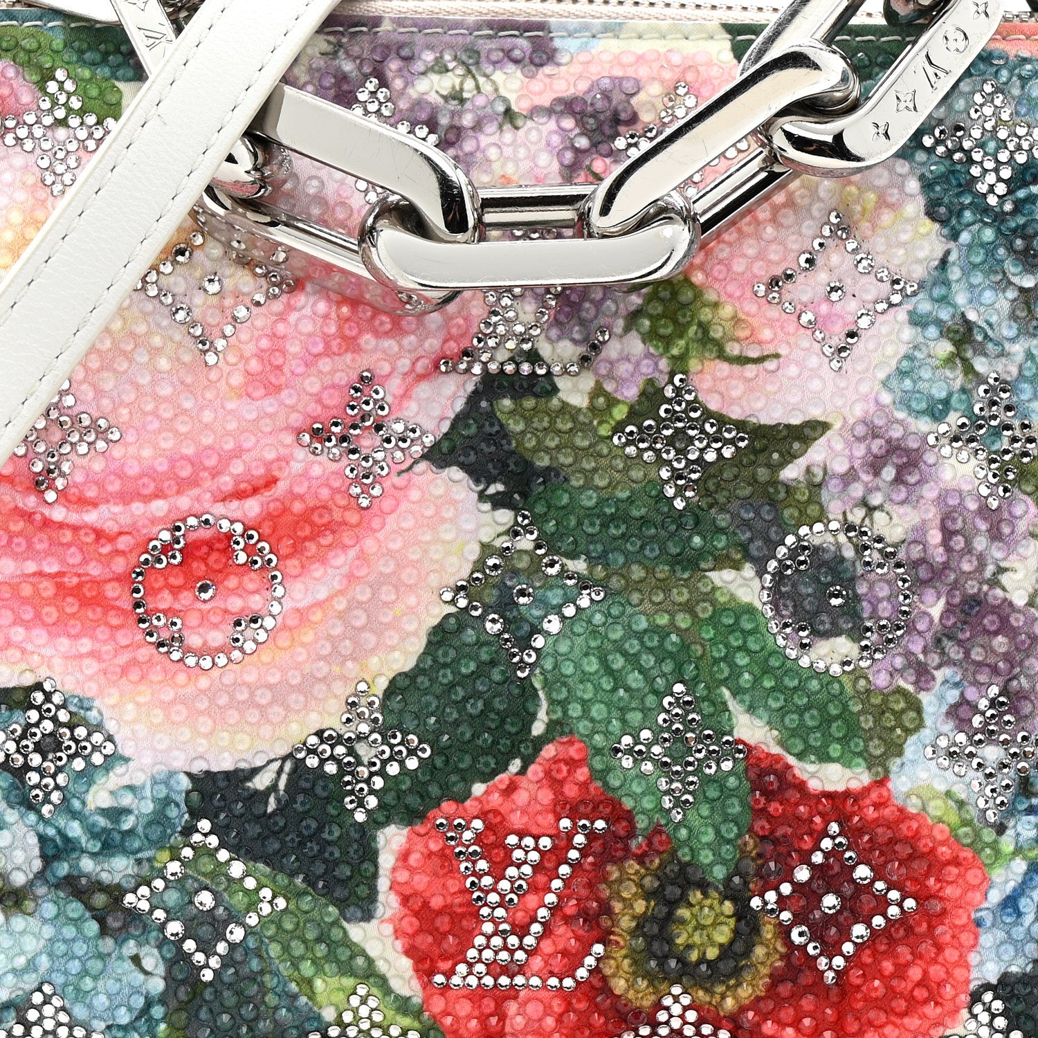 Satin Crystal Embellished Monogram Coussin BB Multicolor