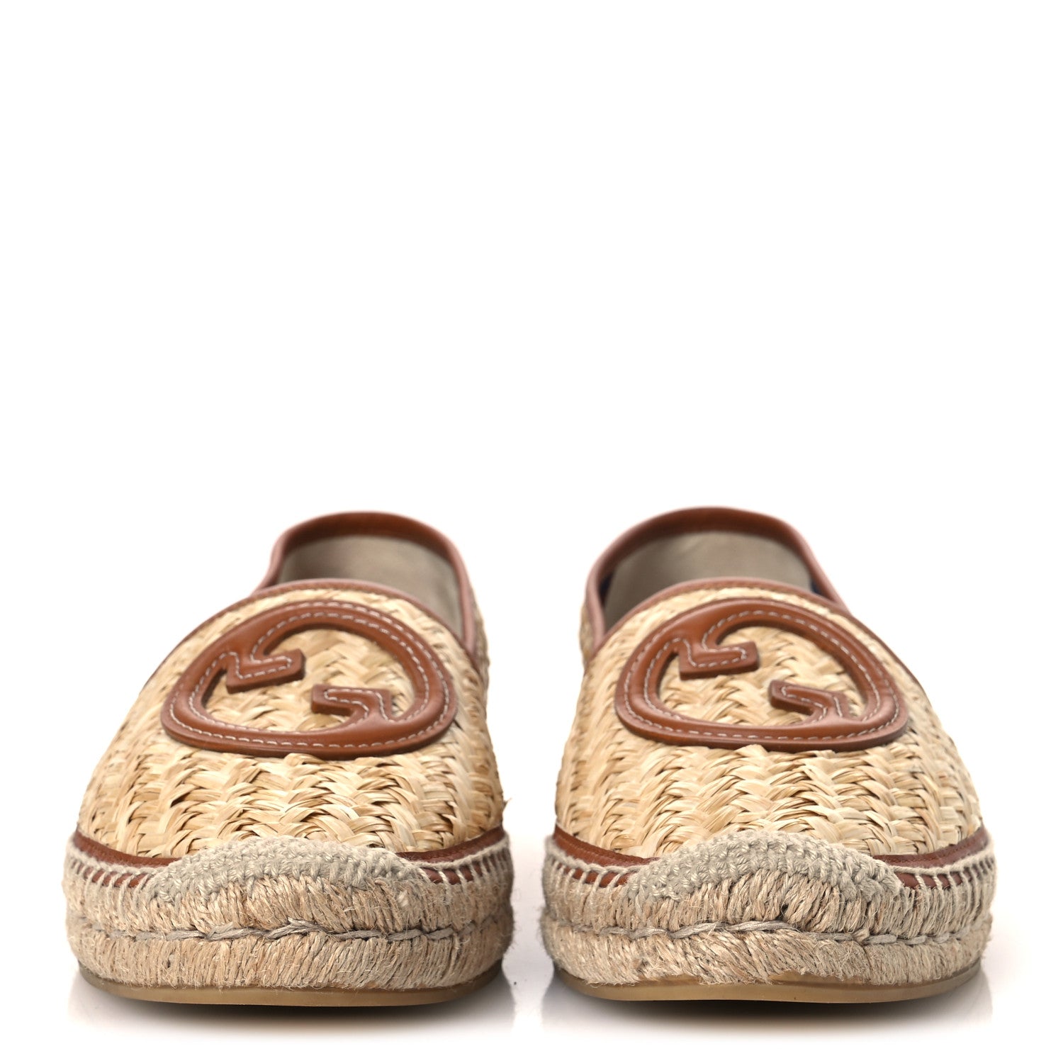Raffia Harness Calfskin Interlocking G Adela Espadrilles 41 Palmi Naturale Harness Brown