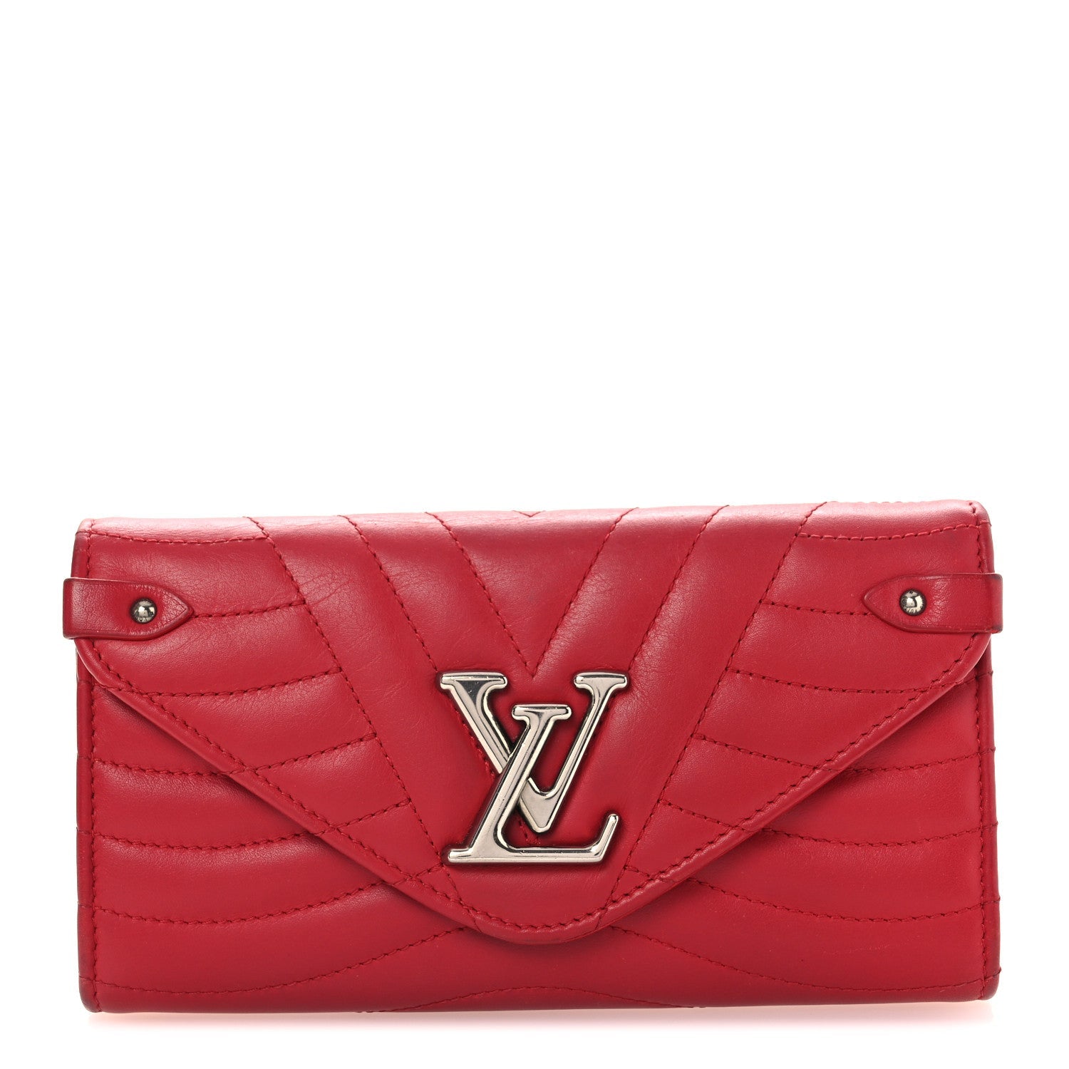 Calfskin New Wave Long Wallet Rouge
