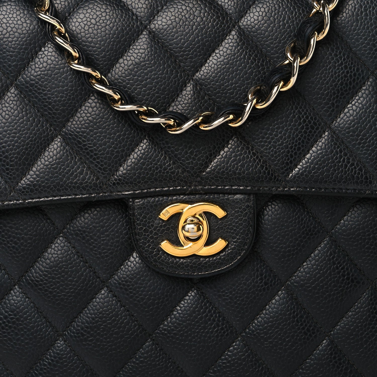 Caviar Jumbo Single Flap Black