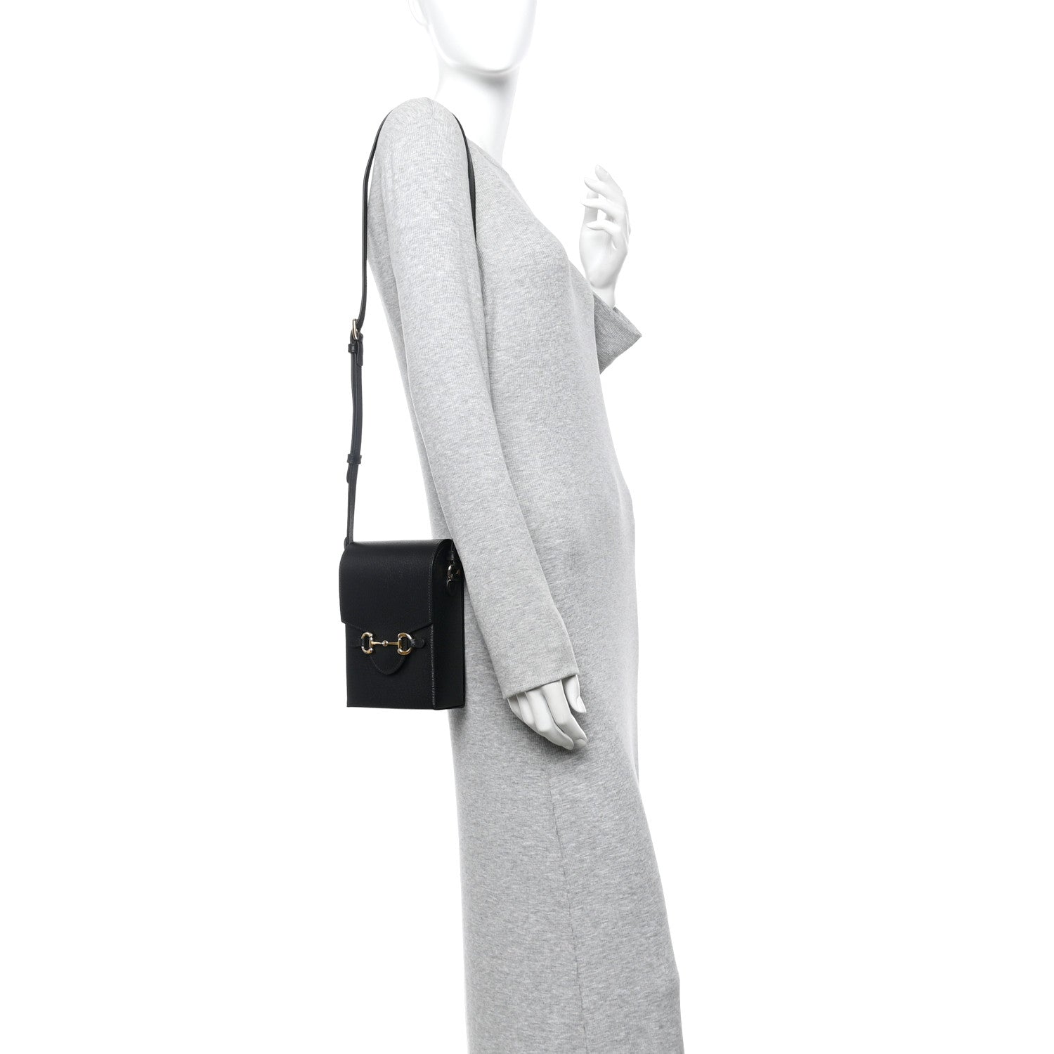 Dollar Calfskin Vertical Horsebit 1955 Crossbody Bag Black