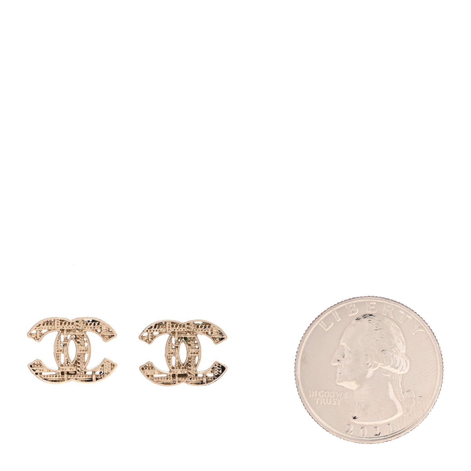 Tweed Effect CC Earrings Gold