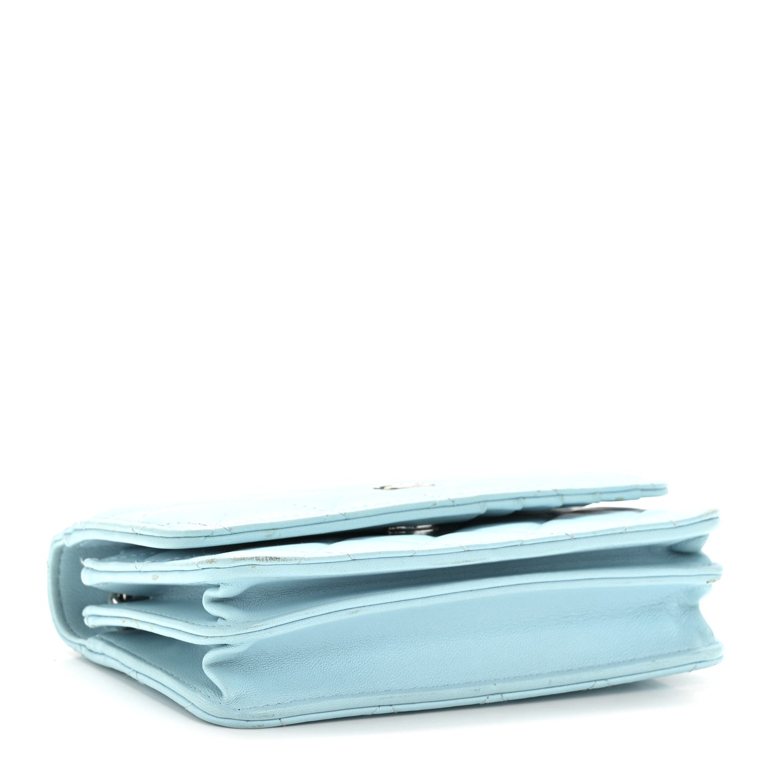 Lambskin Quilted Mini Wallet On Chain WOC Neon Blue