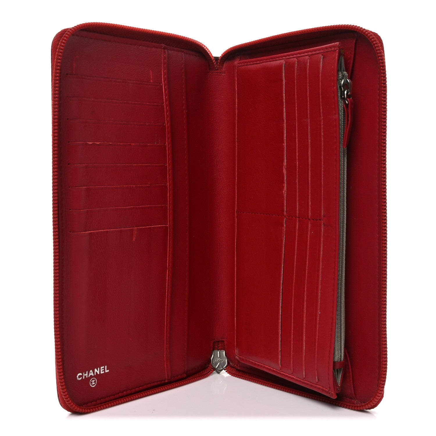 Caviar Large CC Timeless Zip Around Organizer Wallet Red