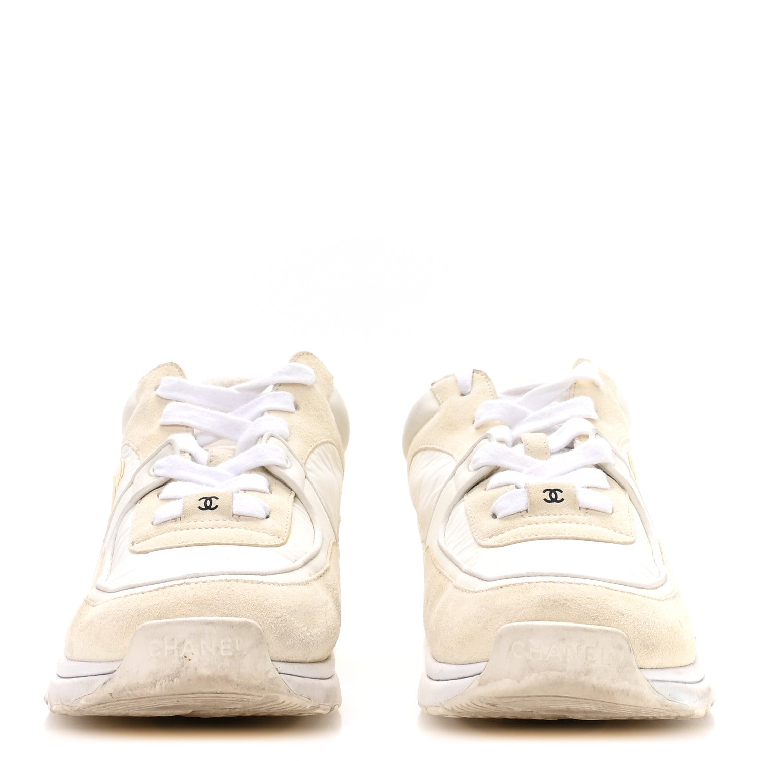 Suede Calfskin Fabric CC Sneakers 42 White