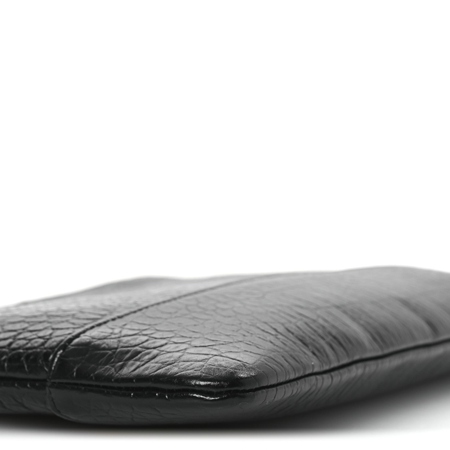 Calfskin Crocodile Embossed Quilted Medium Gabrielle Cosmetic Case Black