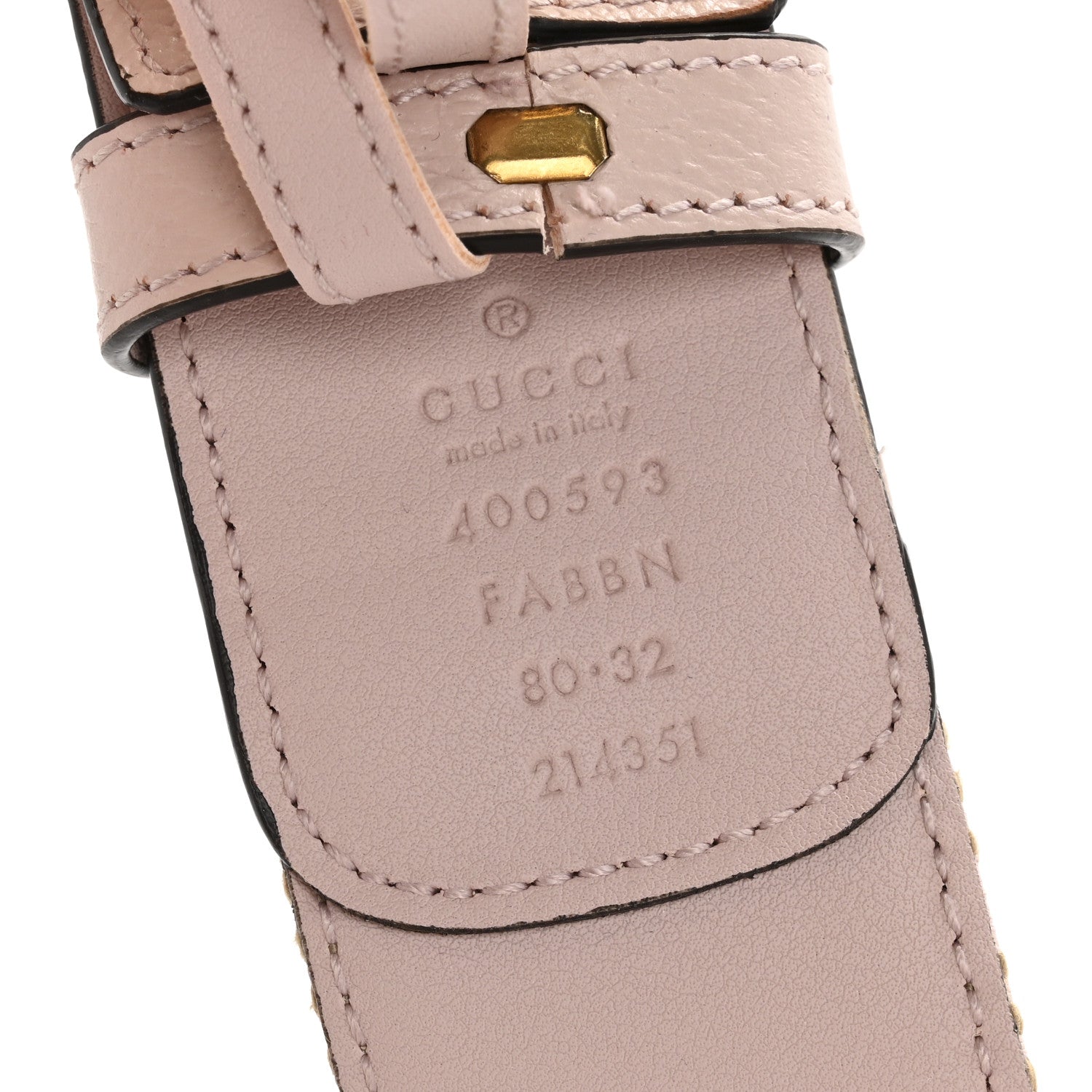 Monogram Jumbo GG Textured Dollar Calfskin Double G 40mm Belt 80 32 Camel Pink
