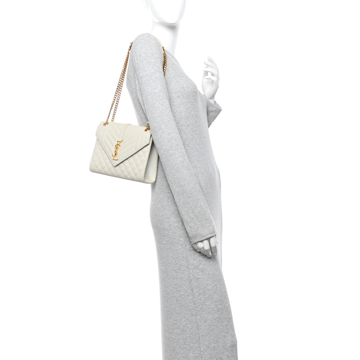 Grain De Poudre Textured Mixed Matelasse Medium Triquilt Monogram Satchel Crema Soft