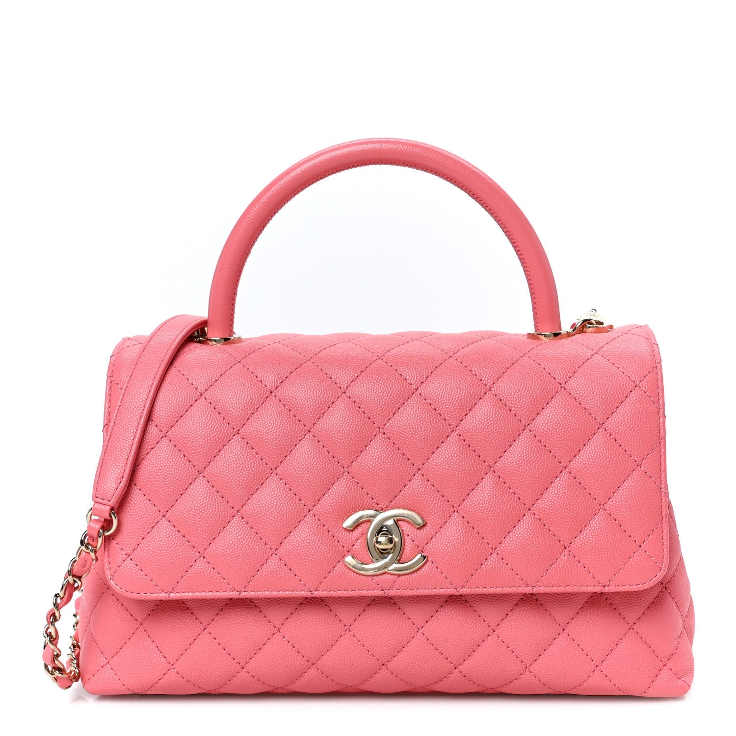 Caviar Quilted Small Coco Handle Flap Pink