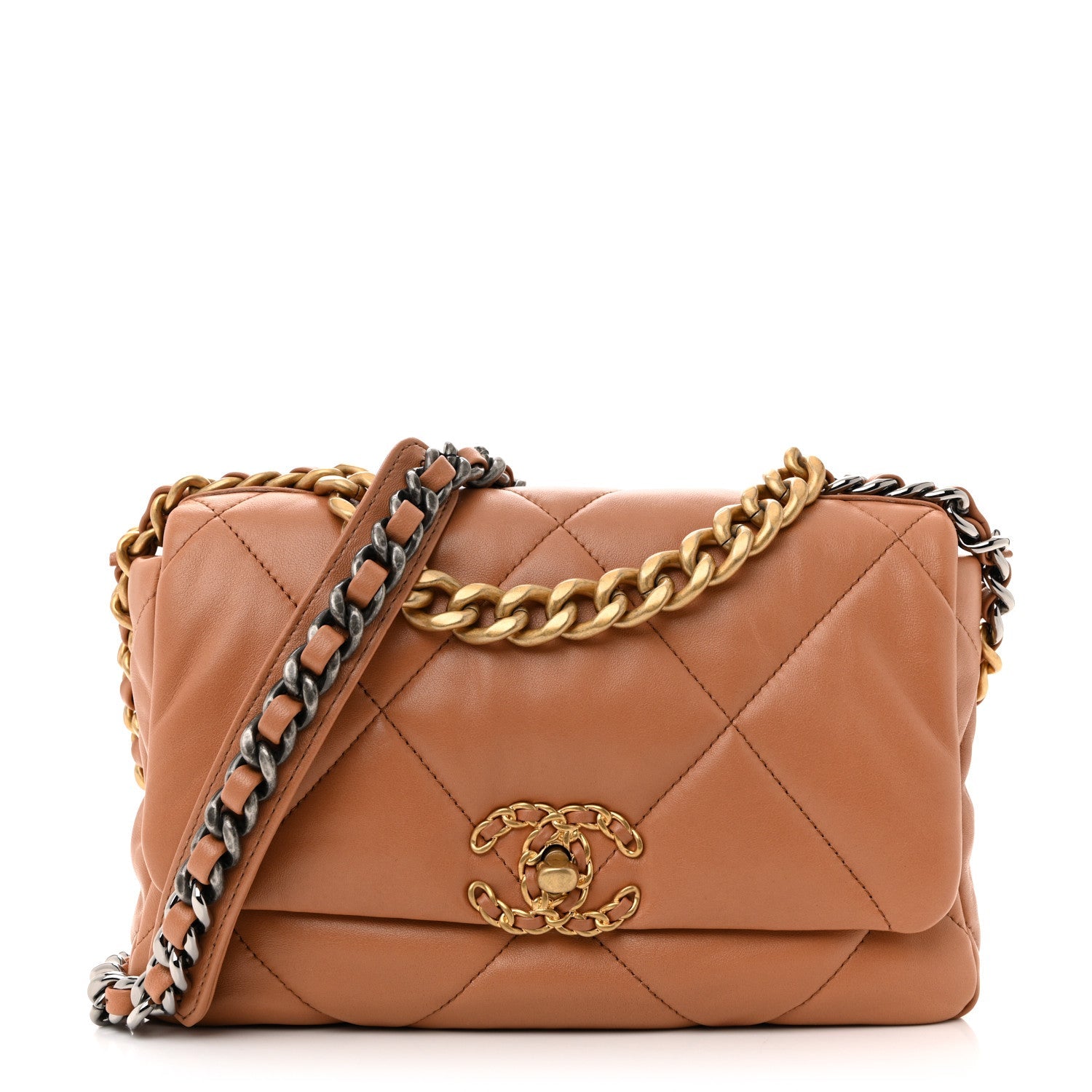 Lambskin Quilted Medium Chanel 19 Flap Brown