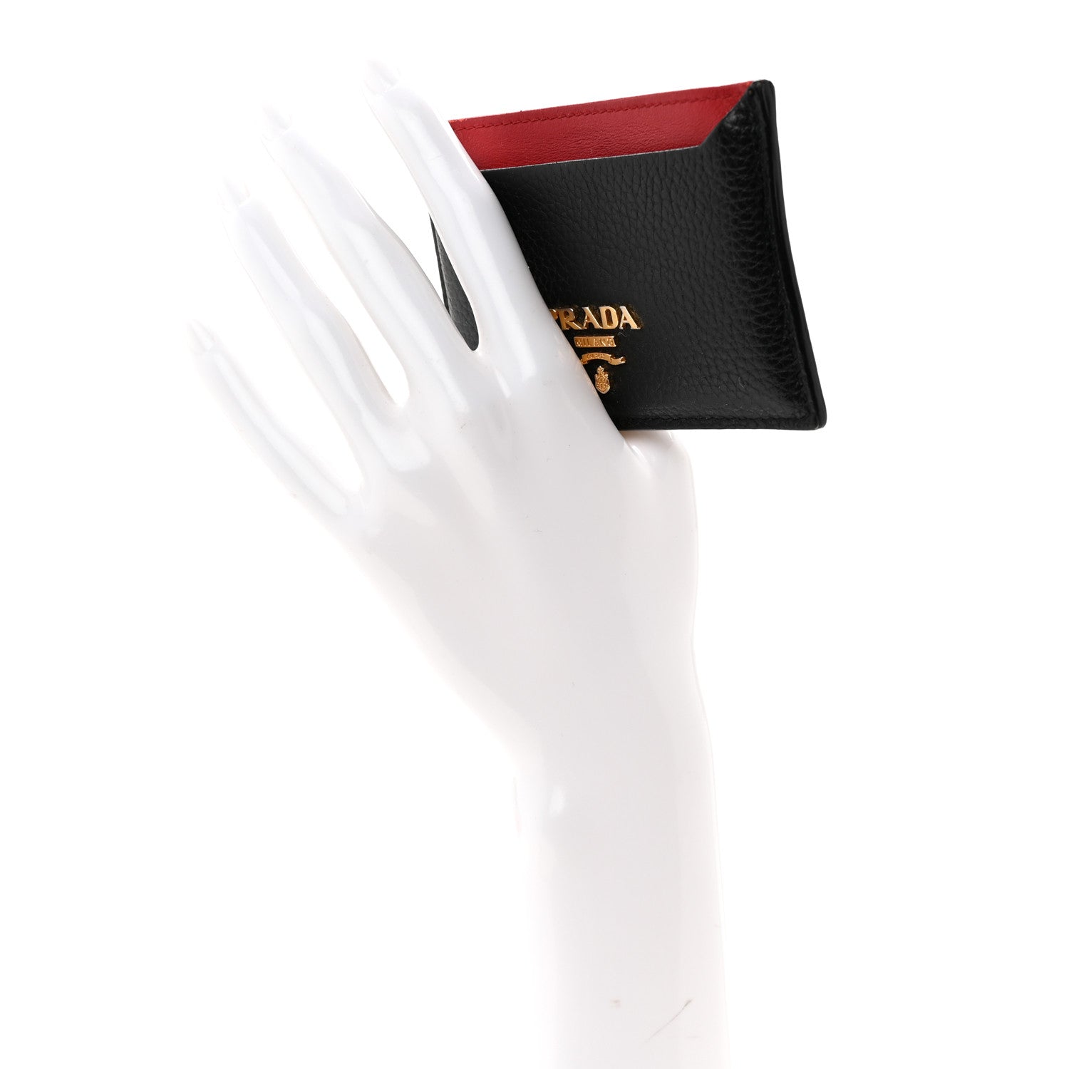Vitello Grain Metal Card Holder Black Fuoco