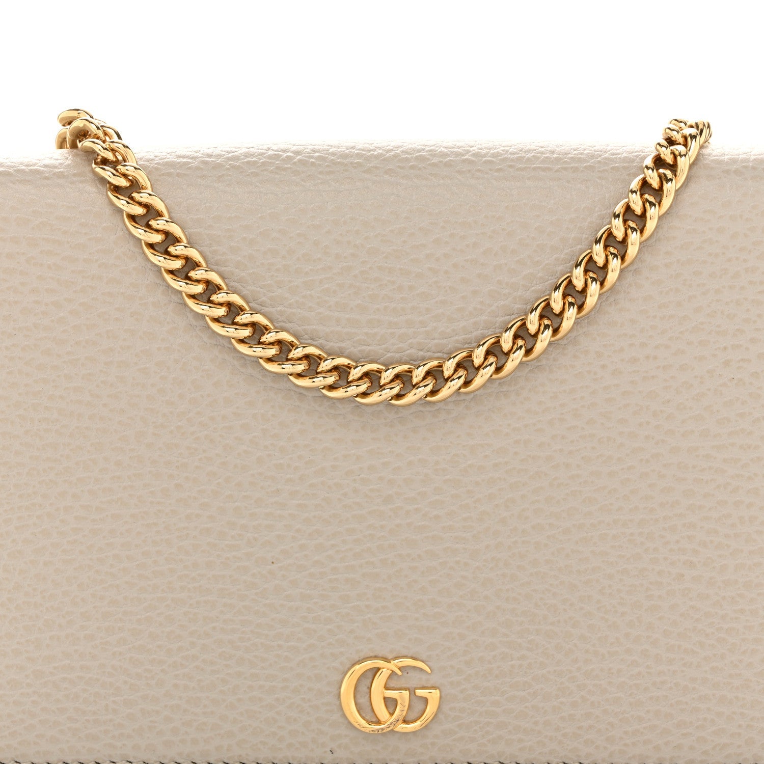 Dollar Calfskin Mini GG Marmont Chain Wallet Grey Light Pink