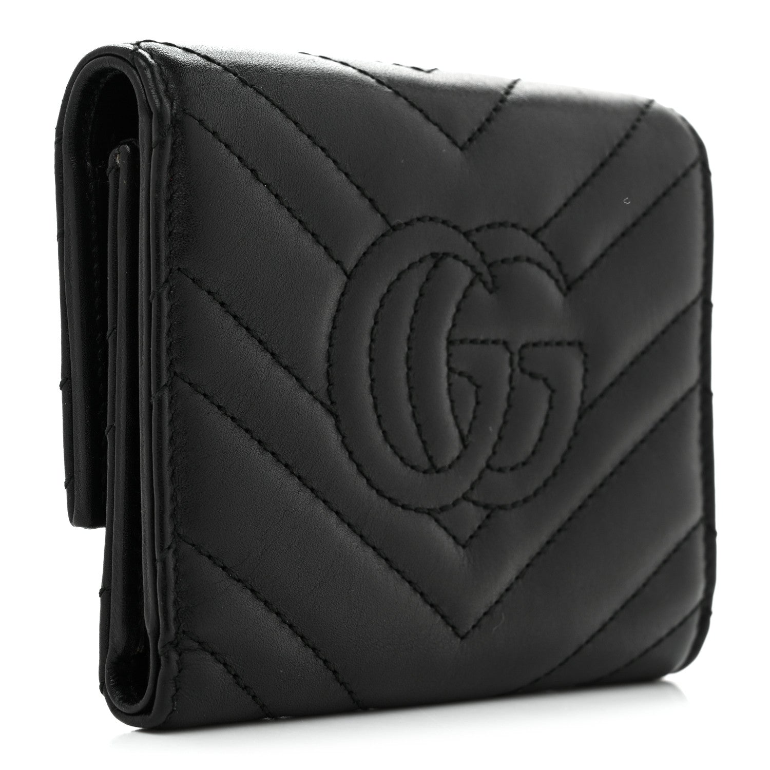 Calfskin Matelasse GG Marmont Wallet Black