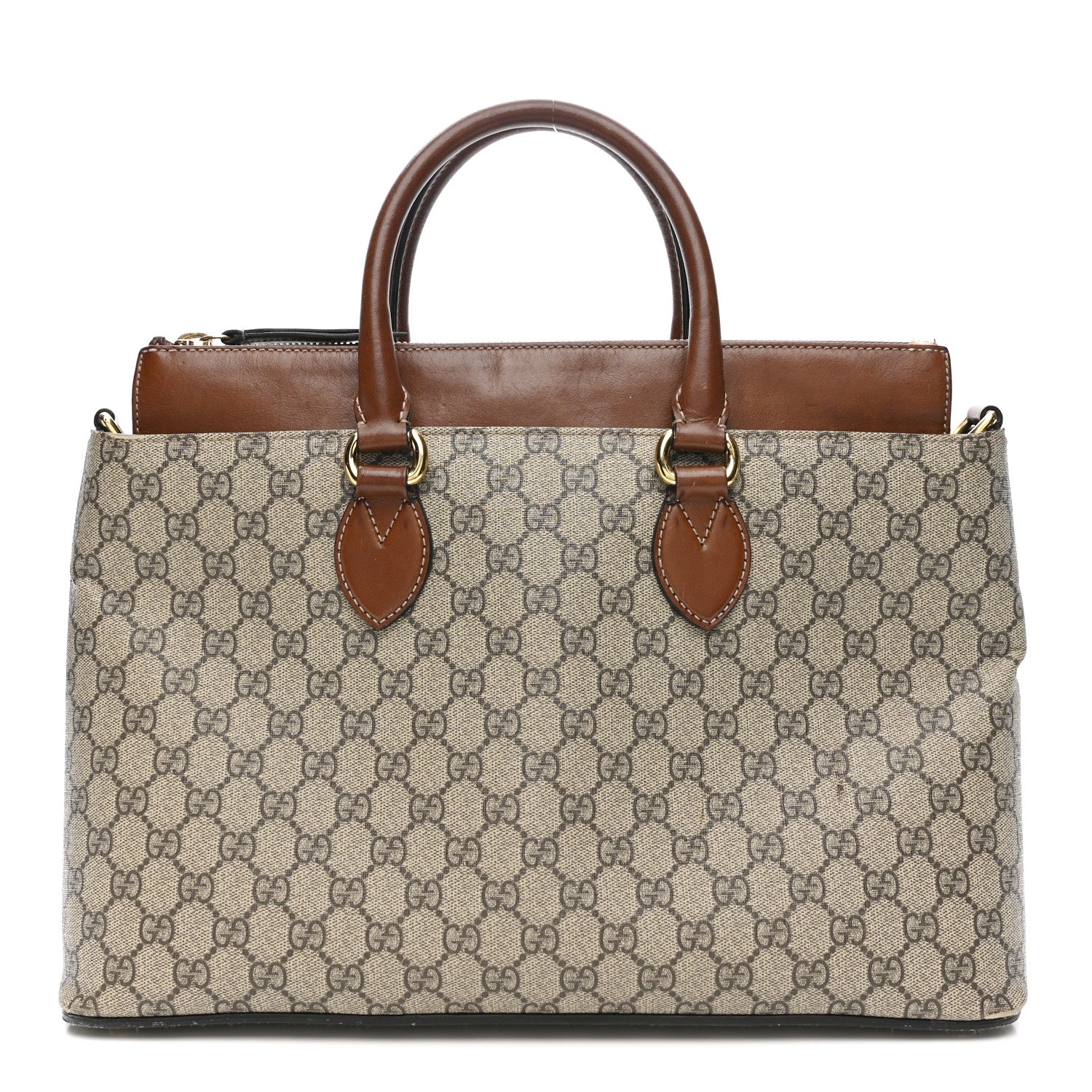 GG Supreme Monogram Small Zip Top Tote Beige Tuscany